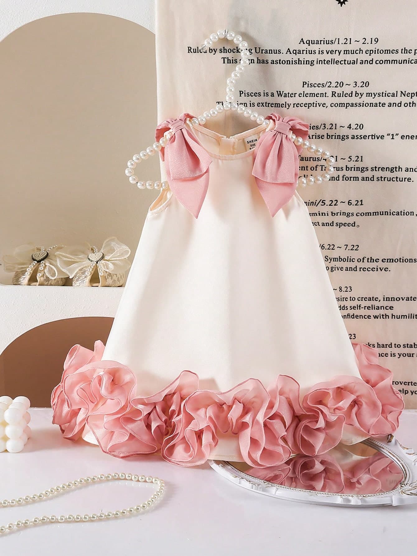 SHEIN Babygirl Elegant & Cute Color Block Bow Sleeveless Dress