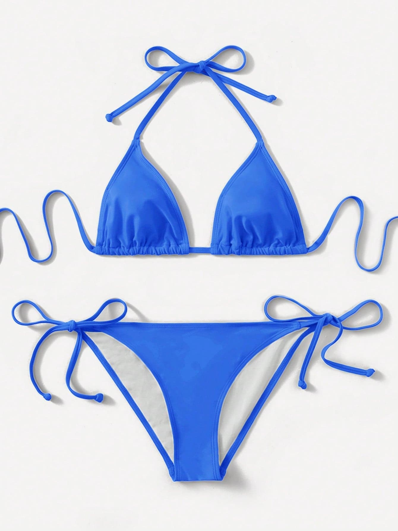 SHEIN Swim 2025 Solid Color Halter Twist Bikini Swimwear