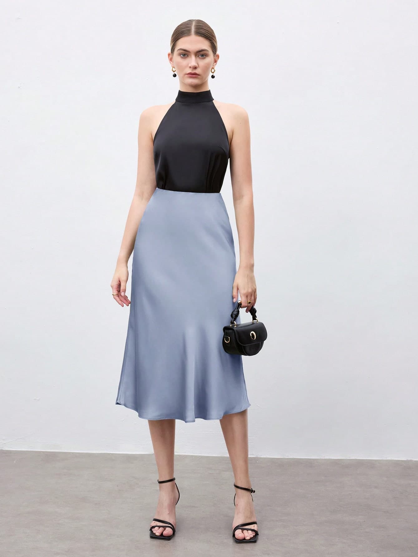 BizChic Blue Skirt, Business Formal, Vacation Style, Slouchy Chic, Date, Daily, Holiday, Party, Wedding Guest, Independence Day, Graduation Season, Music Festival, Slimming, Elegant, Versatile, Summer, Commute, Office, Outing, Beach, Gathering, Social, Holiday, Shopping, Afternoon Tea, Travel, Light Luxury, Minimalist