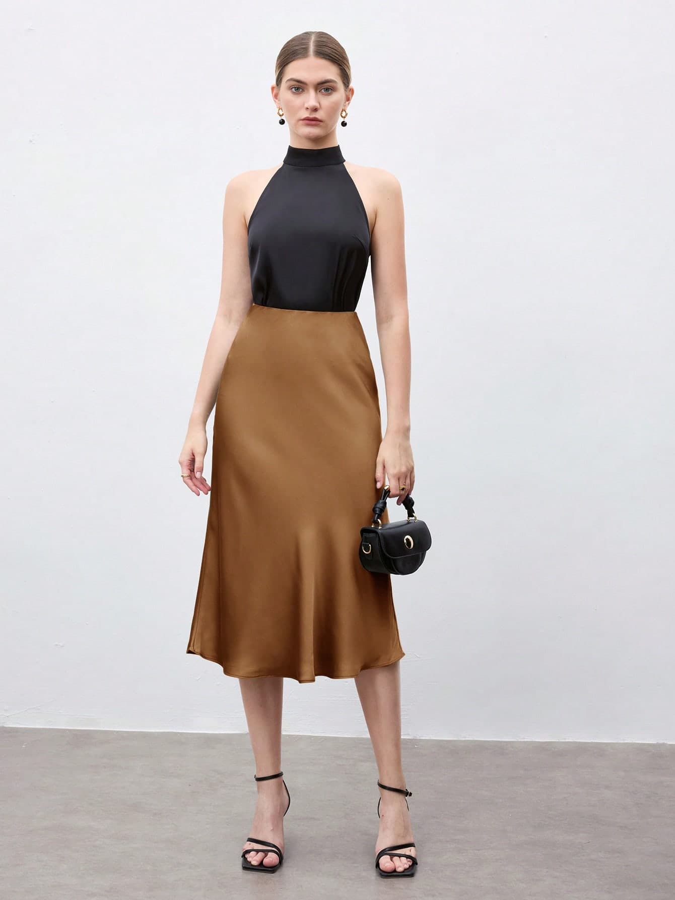 BizChic Brown Skirt, Business Formal, Vacation Style, Slouchy, Dating, Daily, Vacation, Party, Wedding Guest, Independence Day, Graduation Season, Music Festival, Slimming, Elegant, Versatile, Summer, Commute, Office, Outing, Beach, Gathering, Social, Holiday, Shopping, Afternoon Tea, Travel, Luxury, Minimalist