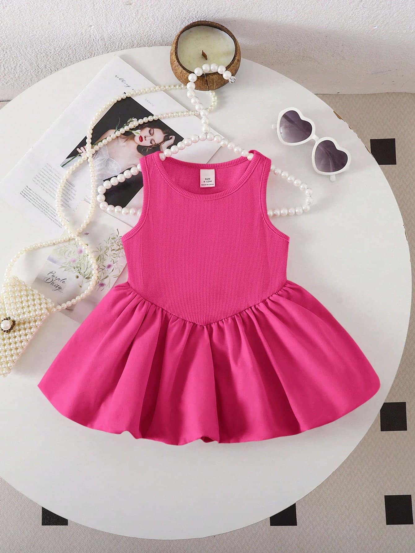 SHEIN Cute Babygirl Pink Knitted Sleeveless Romper For Summer