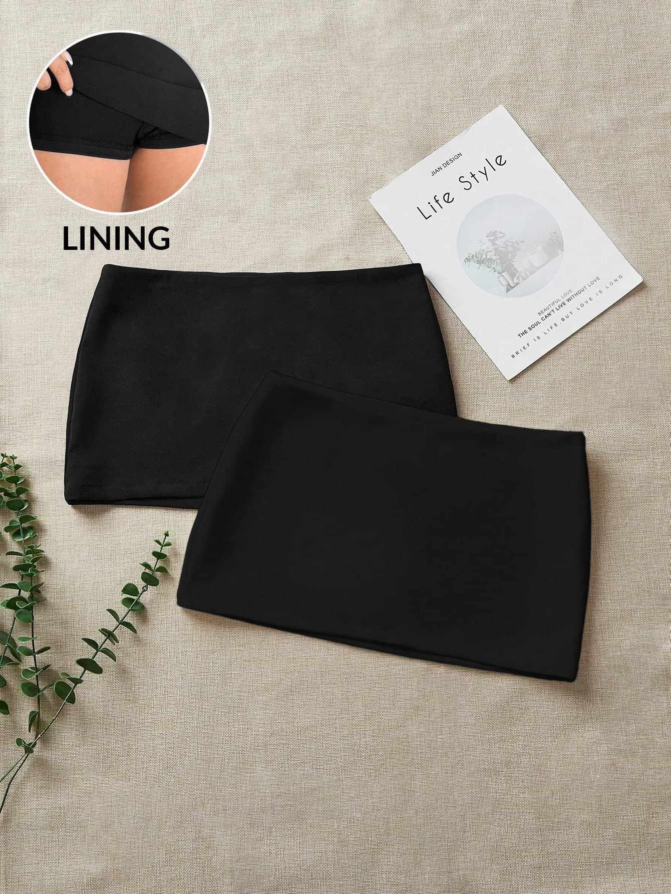 Comfortcana 2pcs/Set Women's Woven Super Skirt With Leggings Anti-Flashing Skirt Pants, Spring/Summer