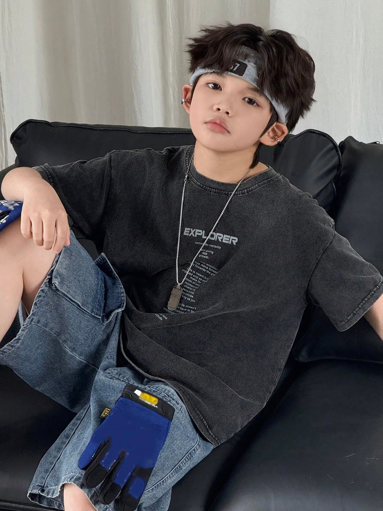 DAZY Tween Boy Slogan Print Round Neck Casual Versatile Daily Wear Short Sleeve T-Shirt Spring