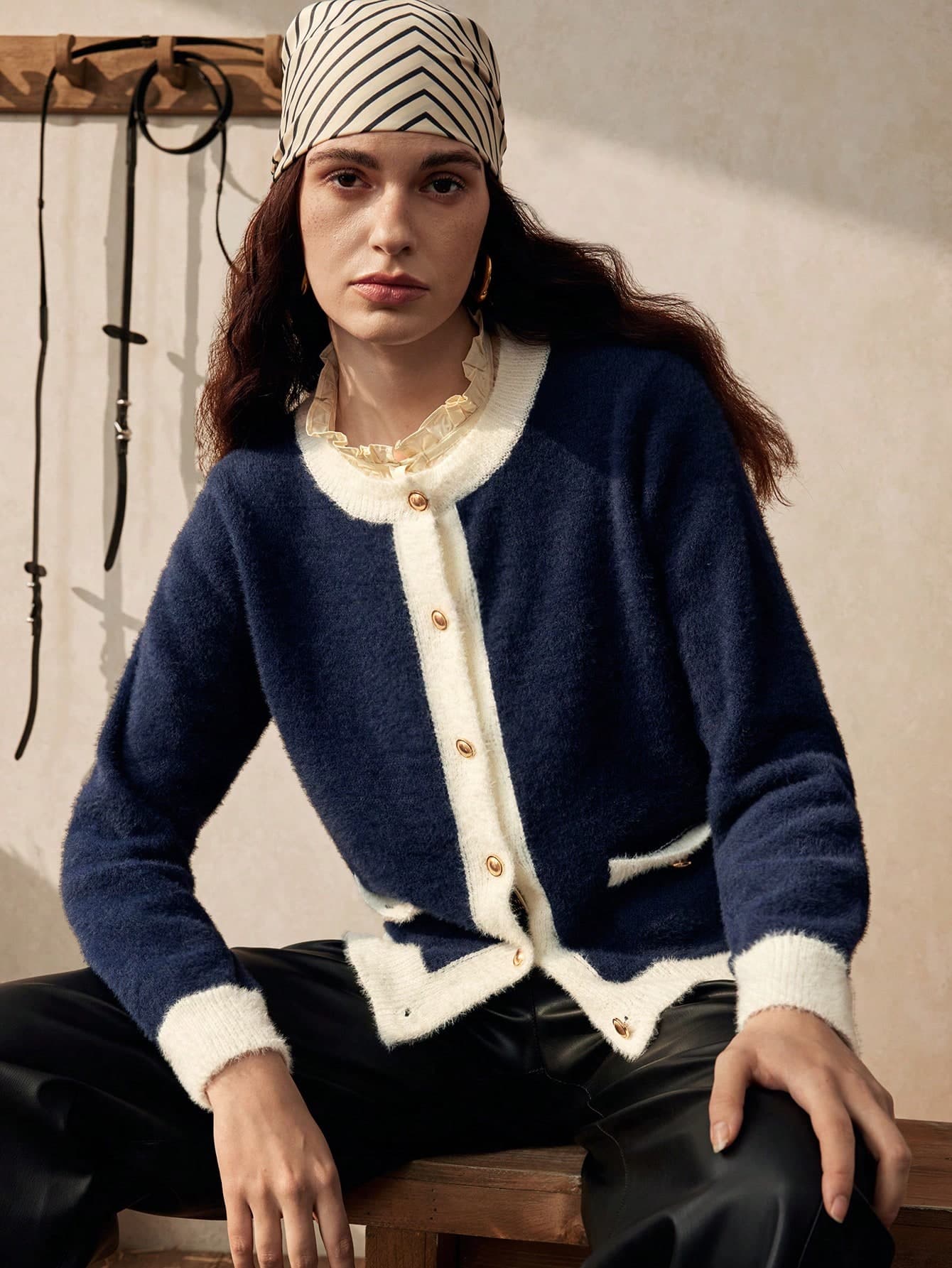 Zovinel Old Money Vintage Style New Elegant & Versatile Cardigan For Women, Metal Burttons Suitable For Spring/Winter