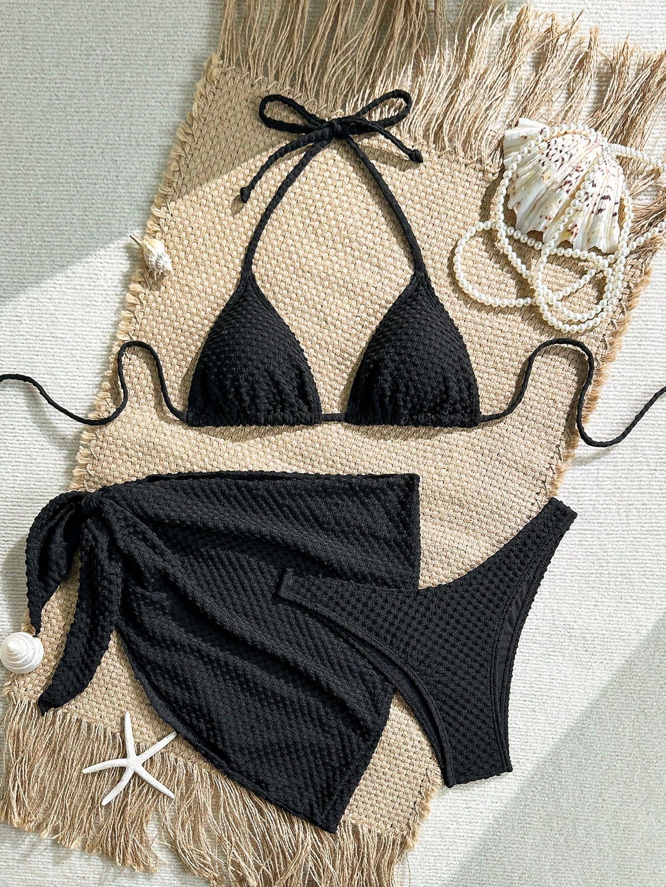 Swim Vcay Women's Beach Vacation Vacation Casual Sexy Bikini Set Black Summer