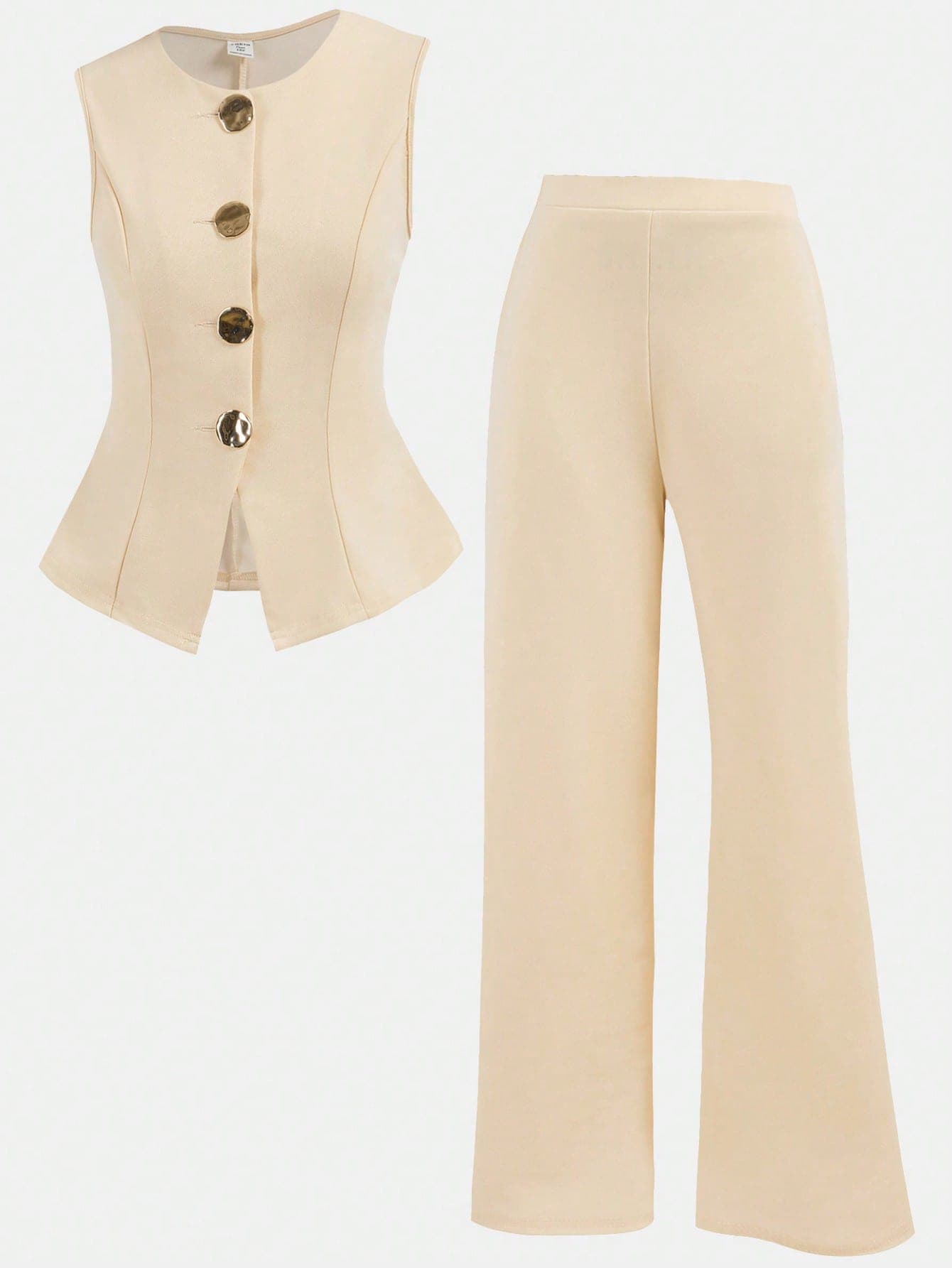 Girlism Teen Girls Sleeveless Top And Pants Set,Metal Button Closure,Elegant Vintage Style 2 Piece Suit Women