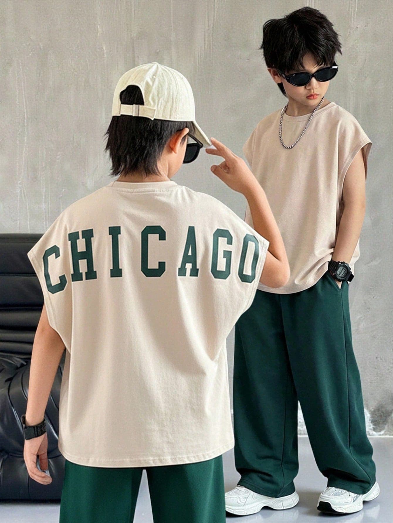 SHEIN Kids Tween Boys' White Summer Graphic Streetwear School Back-To-School T-Autumn Shirt, Style Comfortable Oversized Letter Print Loose Fit Crew Neck