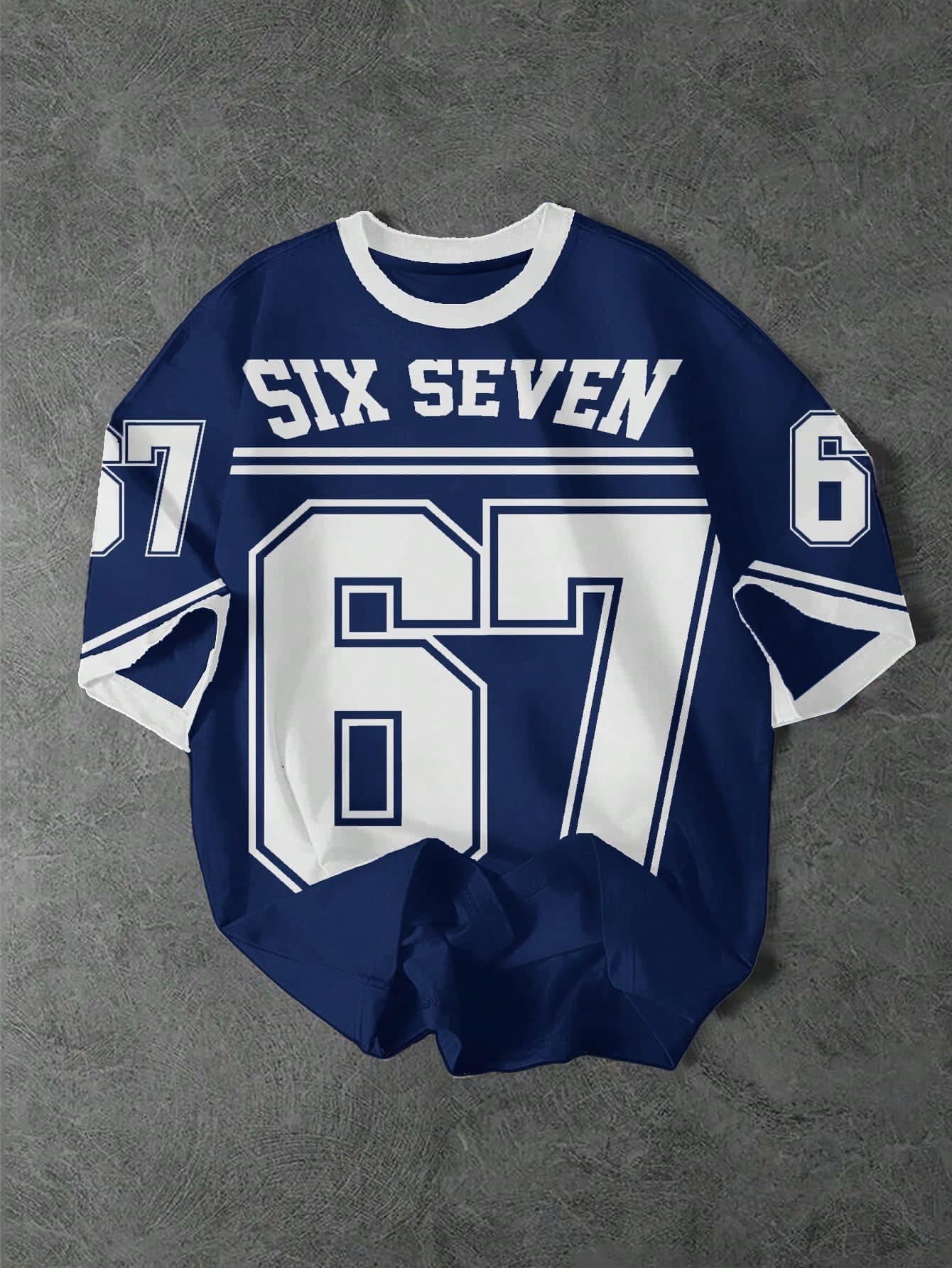 Tween Boy Navy Blue Short Sleeve Crew Neck T-Shirt,Summer Streetwear School Back-To-School,Classic Hip Hop Slang Six,Seven,#67 Numeric Graphic Print