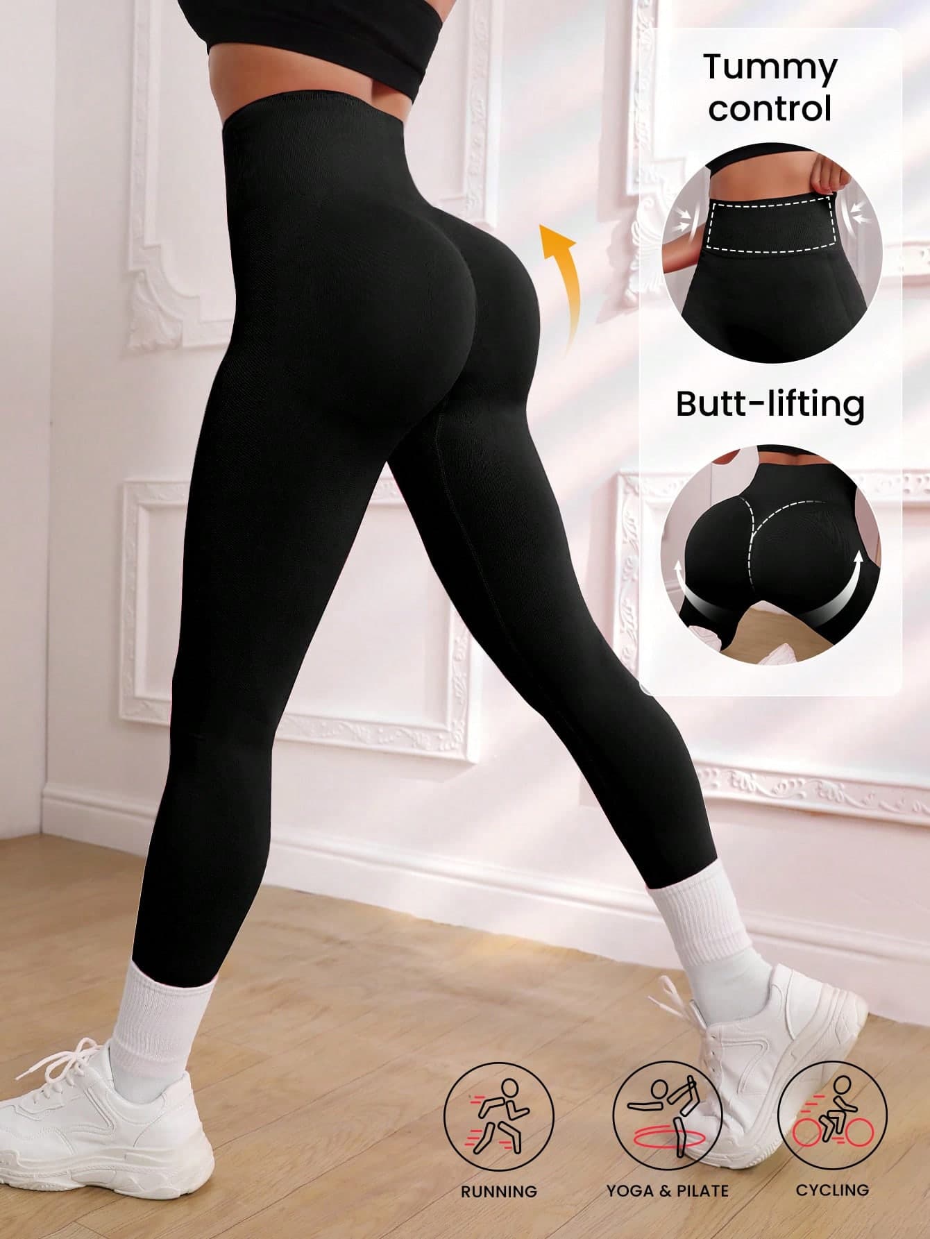Gameset SHEIN Sport High Waisted Seamless Leggings For Women - Slim Tummy Control Butt Lifting Legging For Running Cycling Yoga Pickleball Exercize Casual