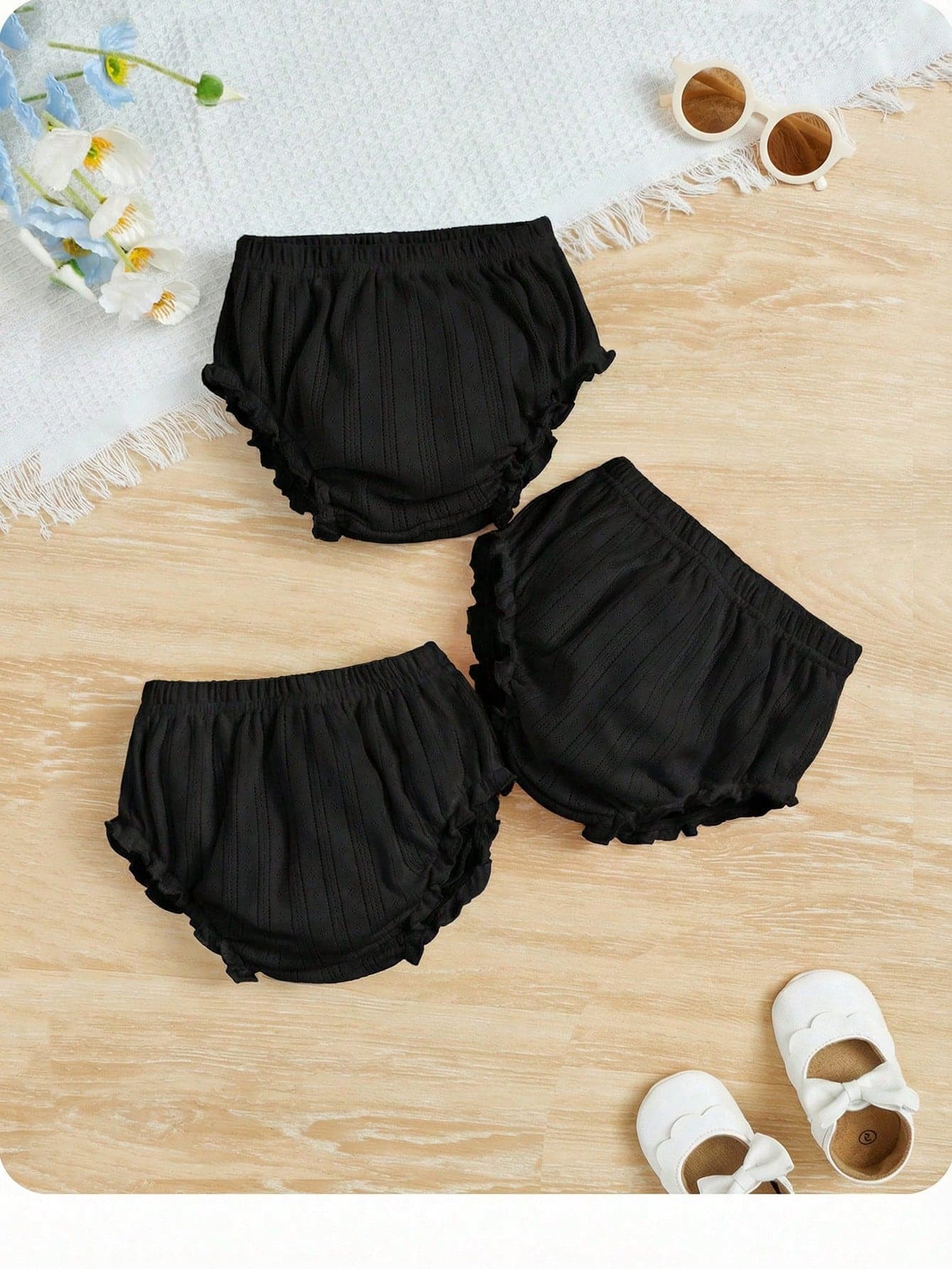 Baby Girl Knitted Casual Solid Color Elastic Waist Leggings Toddler Bloomers, Baby Girl