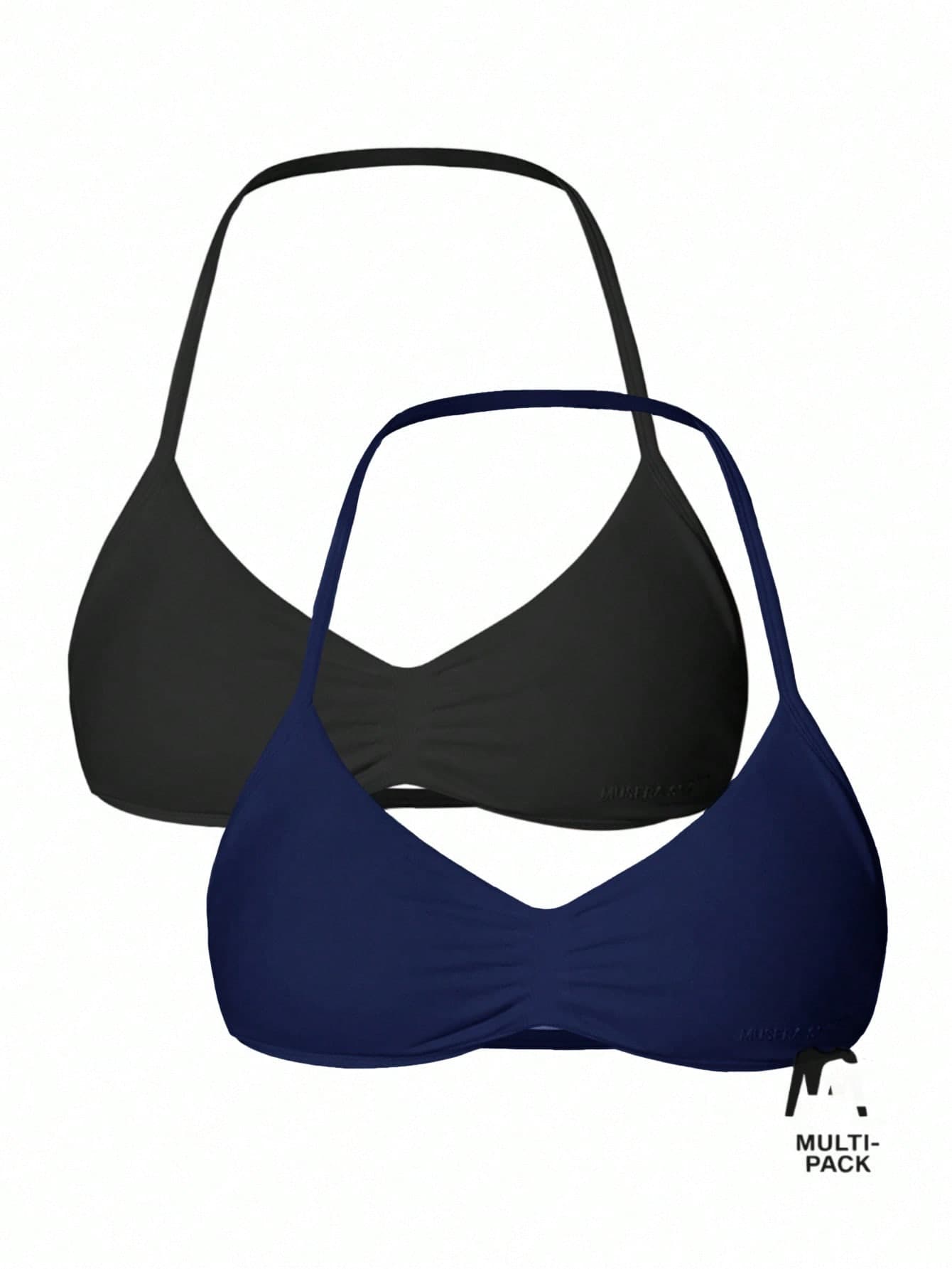 Musera Sport Sport Solid Ruched Bust Open Back Halter Sports Bra Active Sport Gym Workout Lounge Padel Fitness Yoga Pilates Daily Casual