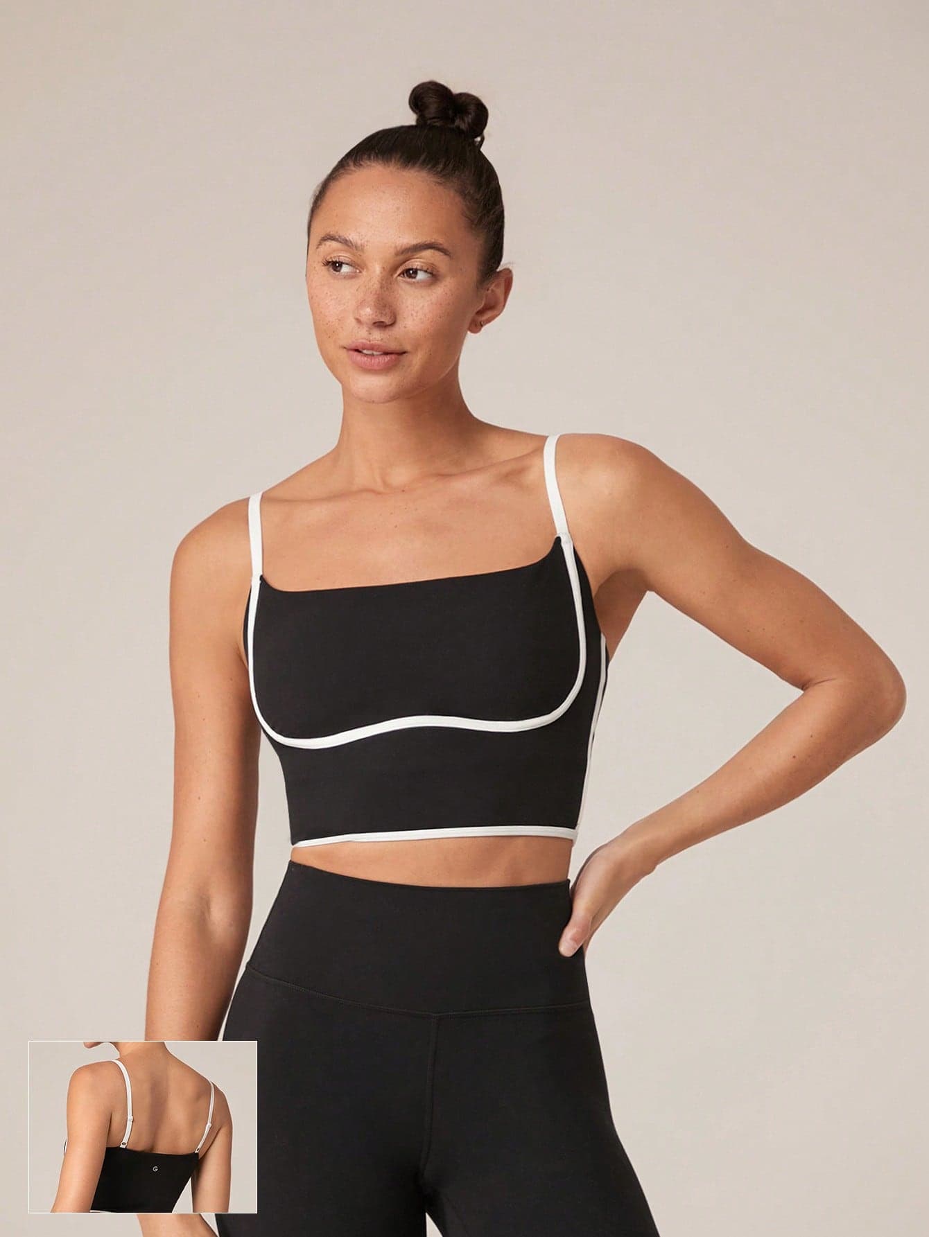 GLOWMODE FeatherFit™ Two-Tone Scoop Neck Longline Sports Bra Low Impact Yoga Pilates Daily Spring Summer