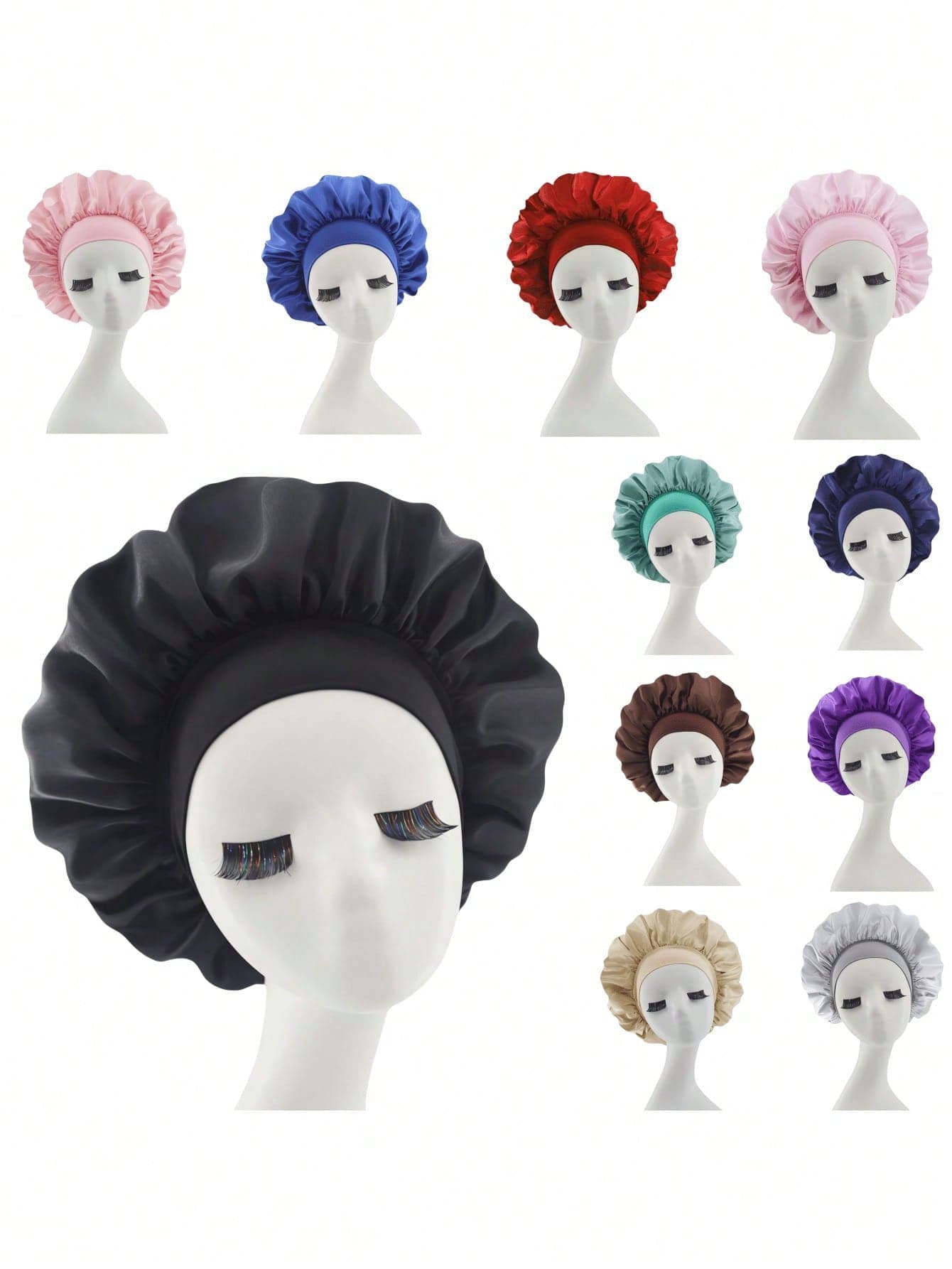 1/2pcs Silk Satin Sleep Cap For Curly Hair Women - Breathable Wide Elastic Band, Healthy Moisturized Overnight, Stylish Multi-Use Night Bonnet