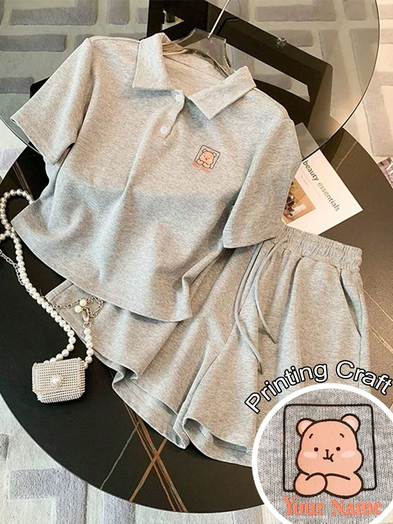 Franclia Fitted Polo Collar Short Sleeve Top + Side Pocket Shorts