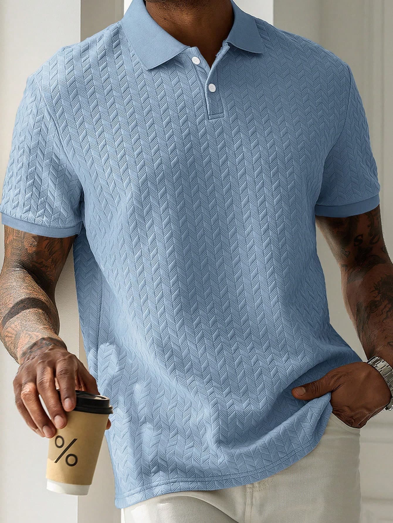 HUEFORM Men's Solid Color Casual Versatile Commuting Short Sleeve Polo Shirt, Formal