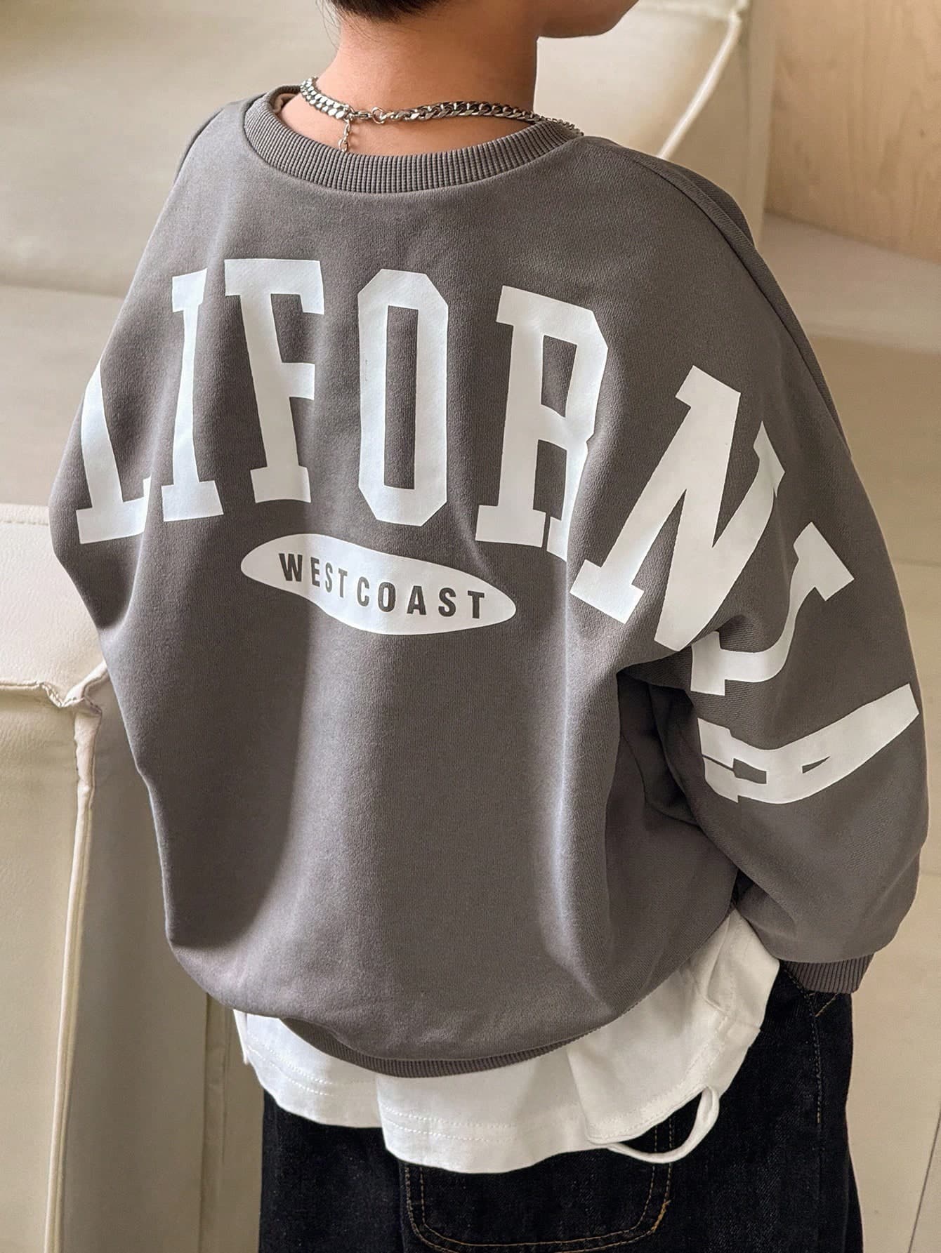 SHEIN 1pc Teen Boys Casual College Style Comfortable Fashion Minimalist Loose Fit Practical Versatile Big Letter Graphic Thick Sweatshirt, Suitable For Daily Wear, School, Outings, Sports, Autumn/Winter