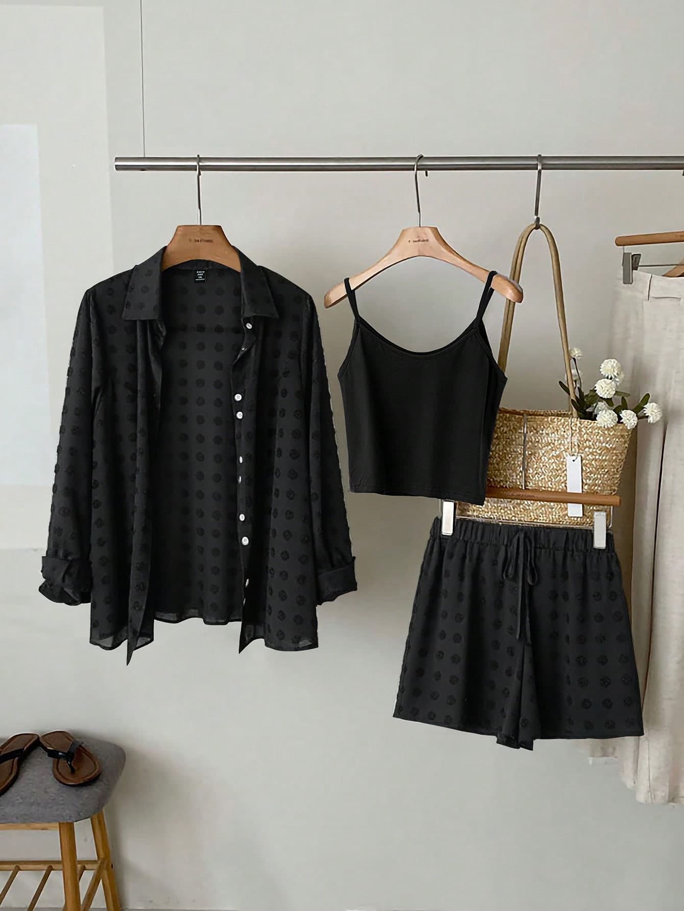 GlowEve CURVE Plus Size Women's Summer Outfits 2 Pieces Sets,Elegant Ruffled Collar Wide Leg Jumpsuit,Casual Commuting Black Autumn Beach Vacation Holiday Outfit