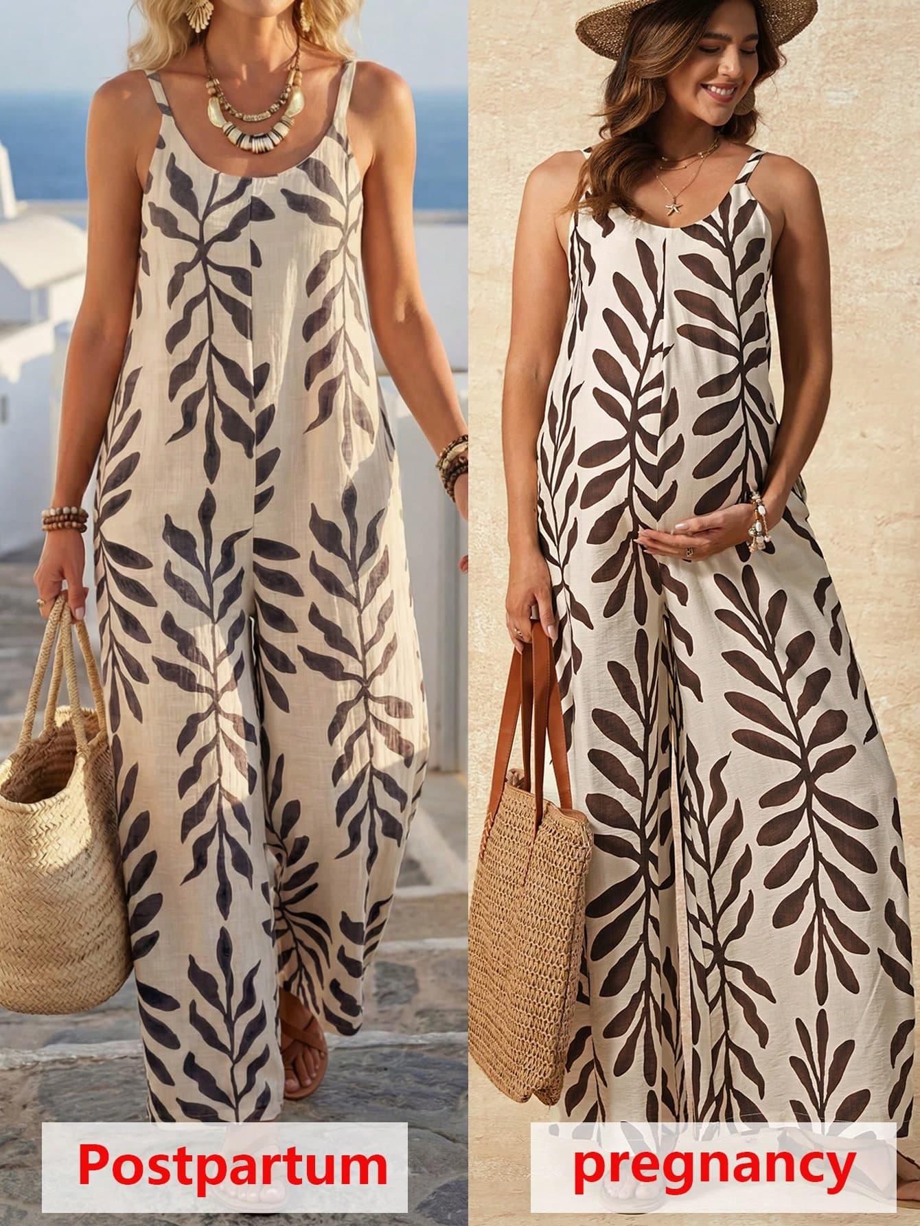 Boho Mama Maternity Clothes Jumpsuit Pregnant Casual Apricot Stripes Summer Outfits Vacation Pink Floral Print Jumpsuit,Leaf Suspender Loose Waist Photoshoot