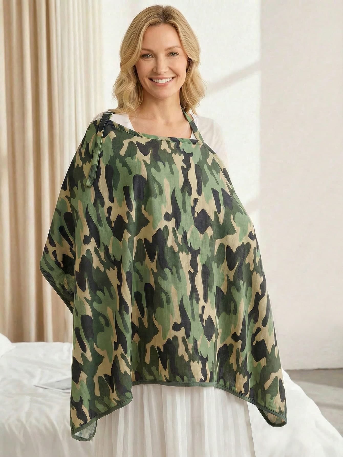 Cozy Pixies 1pc Oeko-Tex Certified Camouflage Print Nursing Cover, Soft, Comfortable, Breathable For Daily Use