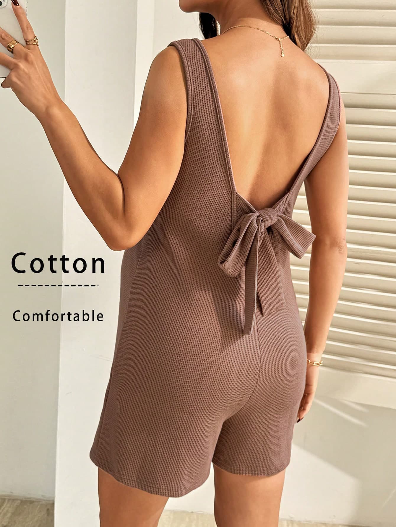 SHEIN Maternity Cotton Jumpsuits For Summer,Hot Pink,Smart Casual,Family Matching,Back Drawstring Comfort Breathability Solid Color Casual Maternity Clothes