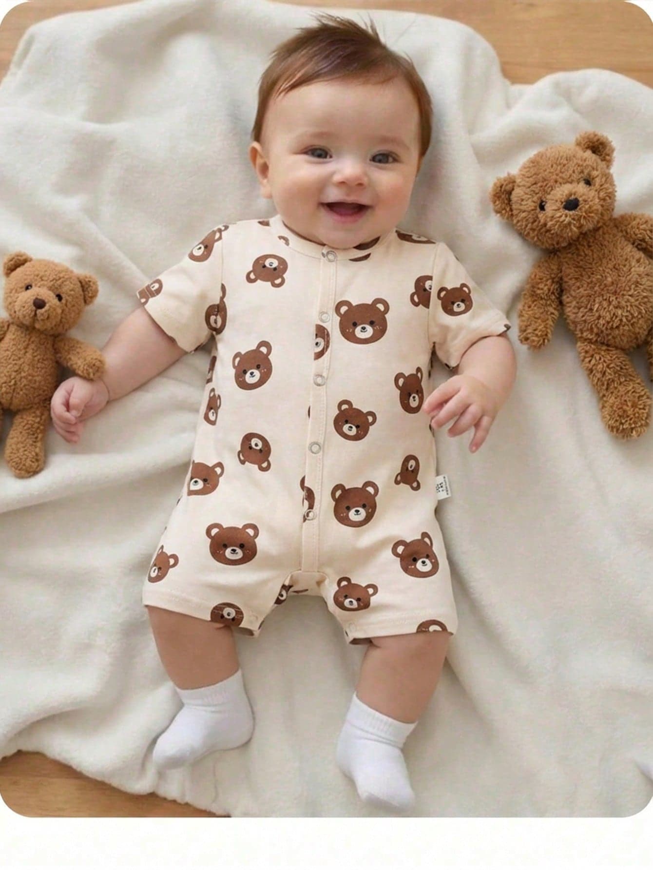 Baby Boy Casual Cute Cartoon Pattern Knit Romper