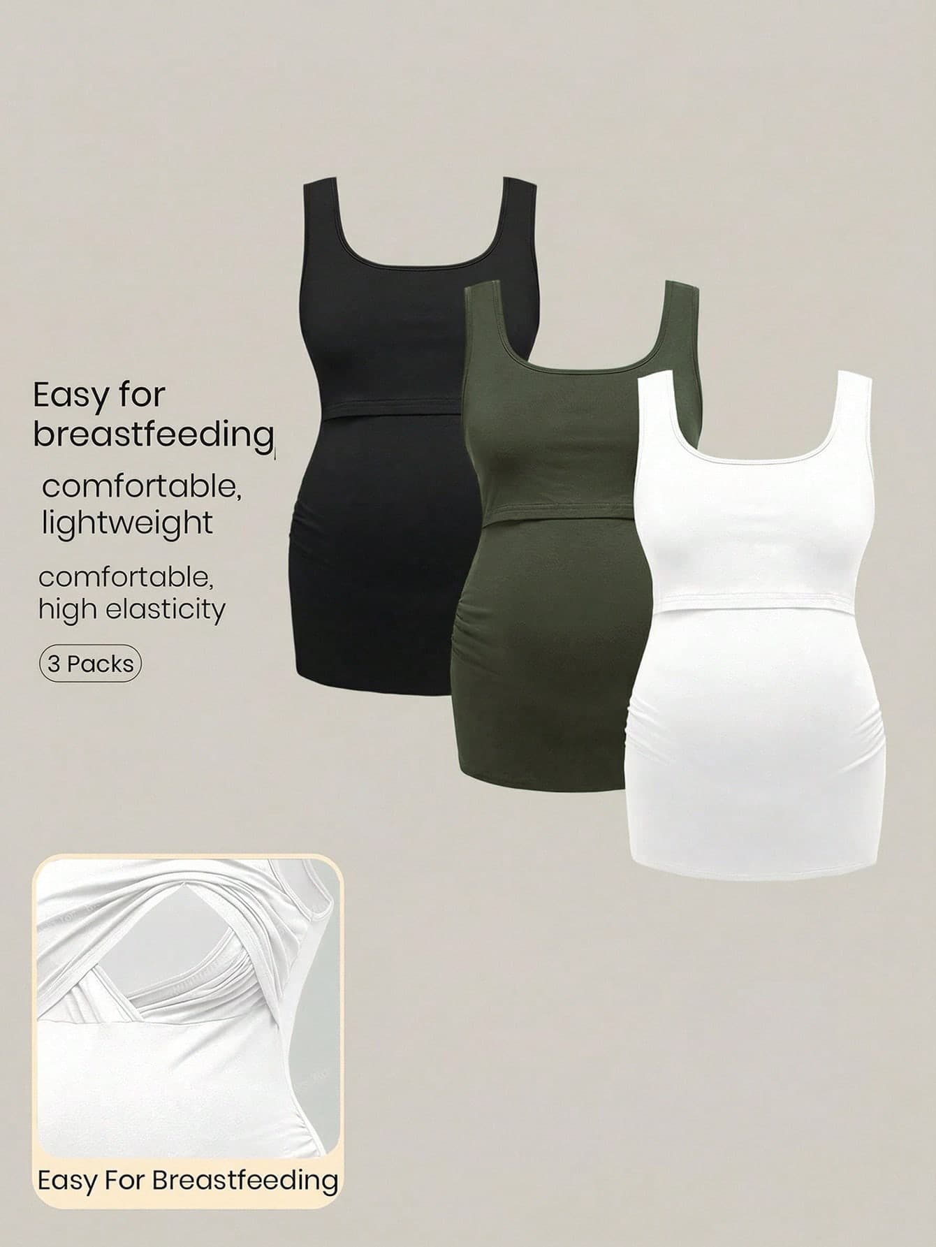 Modmama Women's Solid Color Minimalist Sleeveless Nursing Top