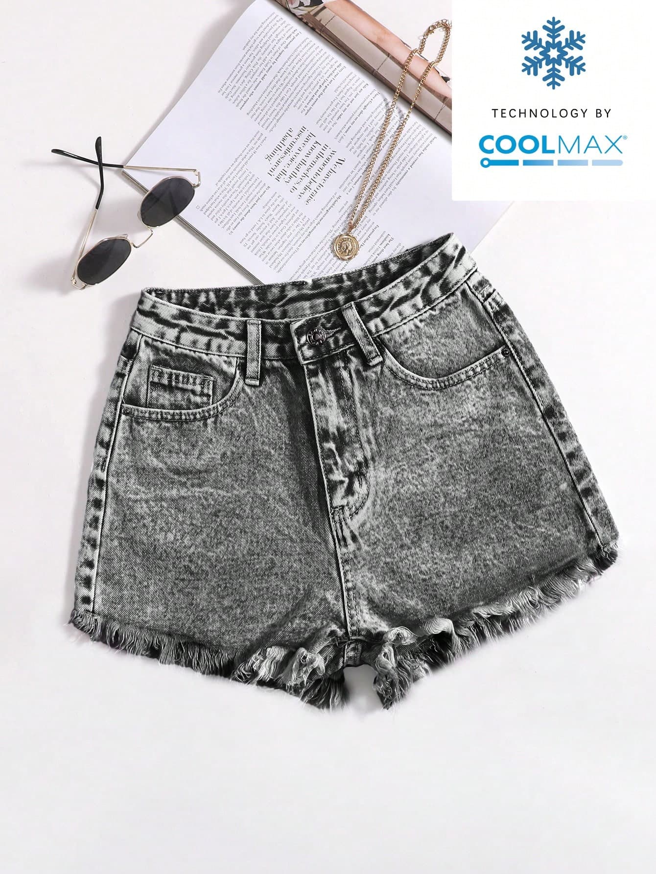 GlowEve Women's Casual Washed Slant Pocket Denim Shorts, Summer