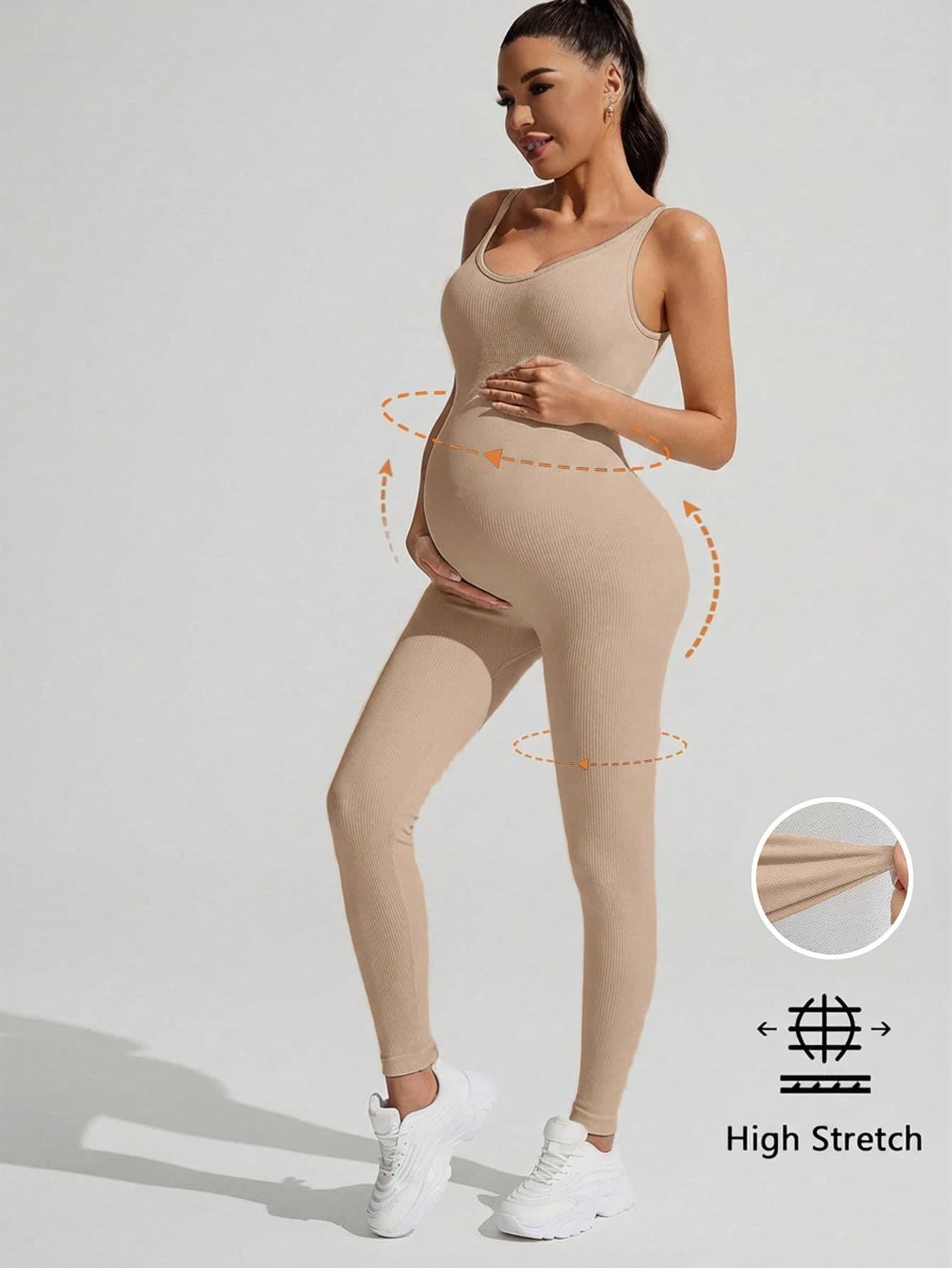 SHEIN Solid Color Sleeveless Maternity Jumpsuit, Maternity Jumpsuit, Maternity Wear,Word Cup