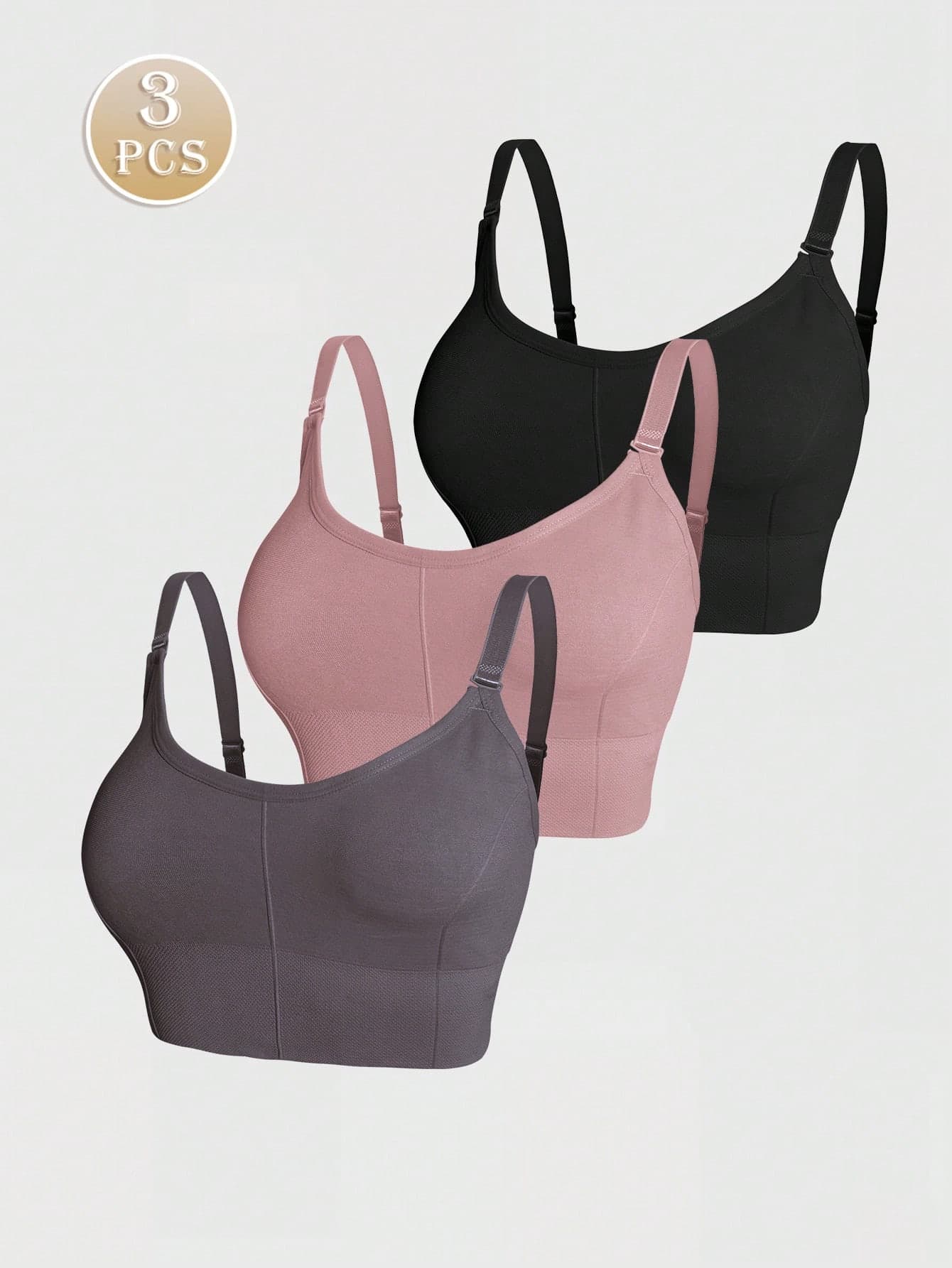 3pcs/Set Women's Plus Size Seamless Minimalist Solid Color Comfortable High-Quality High-Value Portable Bras