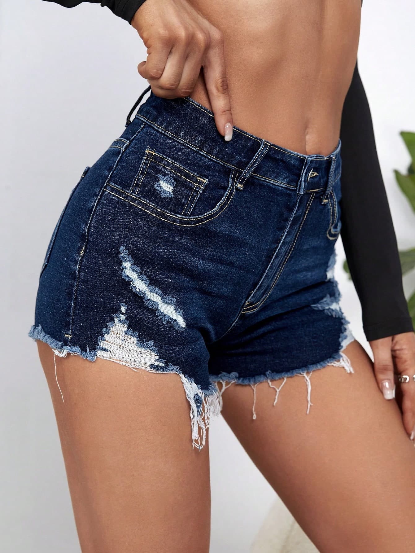 SHEIN ICON Women's Solid Color Casual Denim Shorts