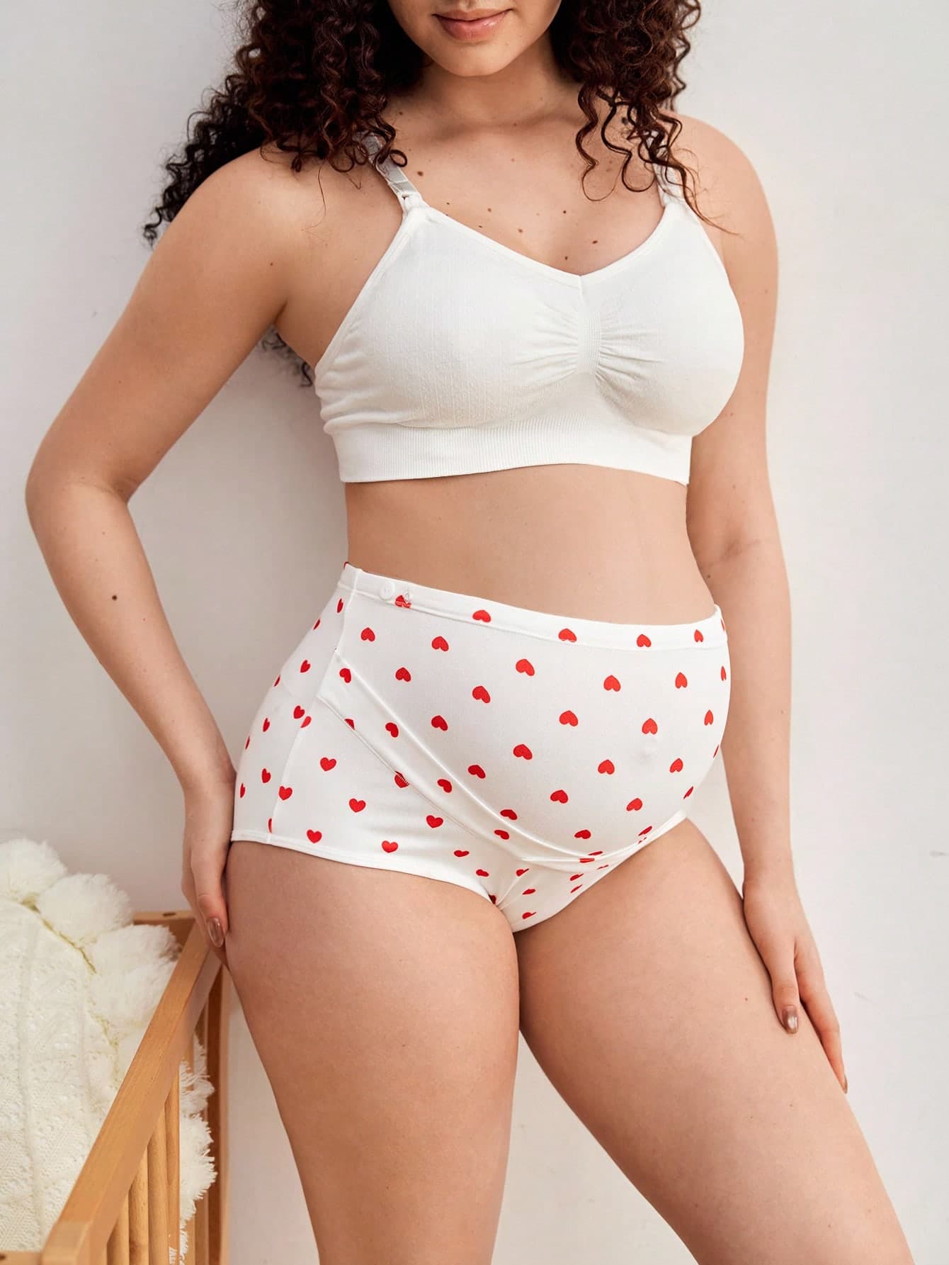 Moonlight&Mama Maternity Heart Print High Waist Panties