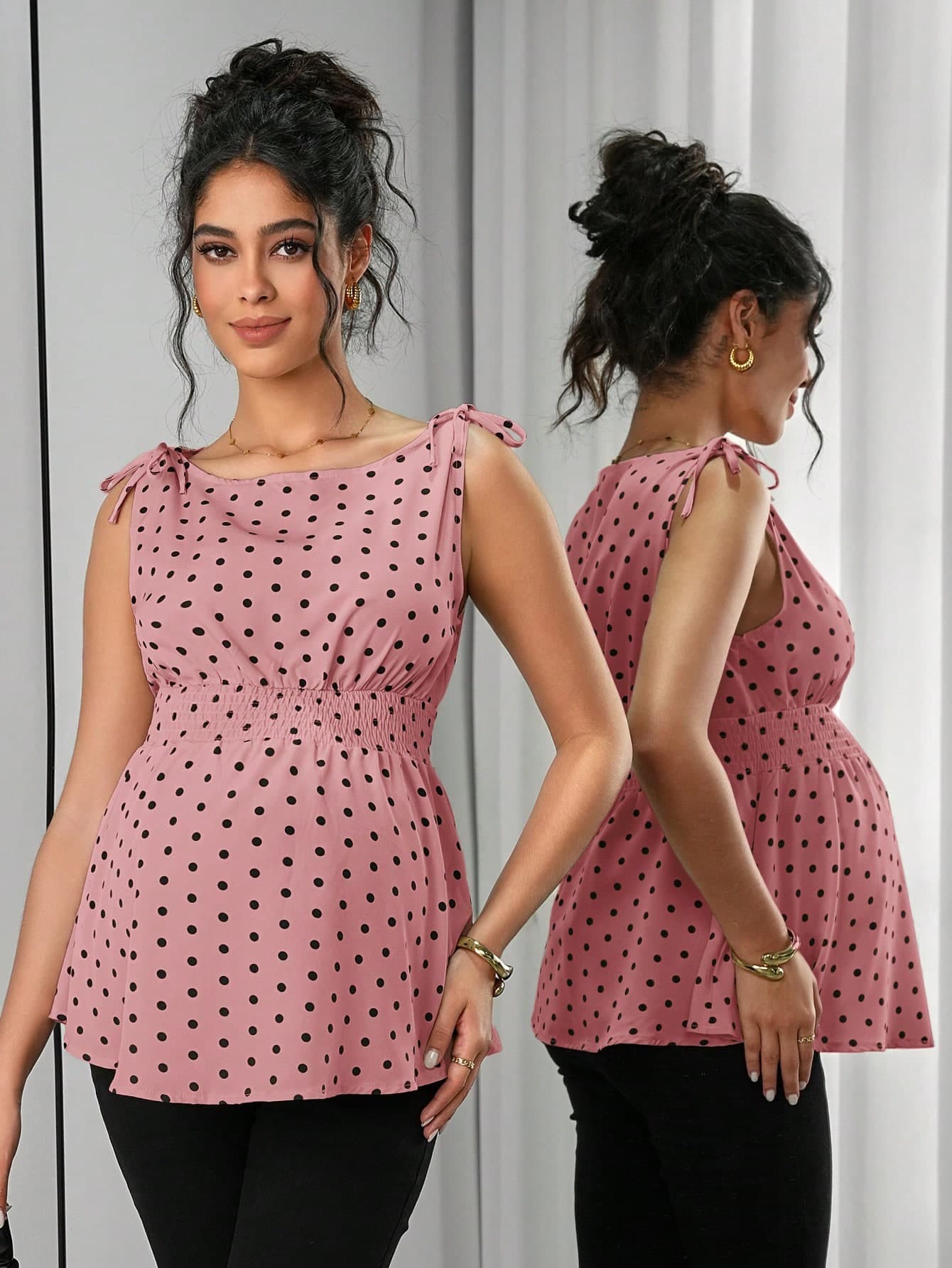 Momance Maternity Polka Dot Print Sleeveless Tank Top