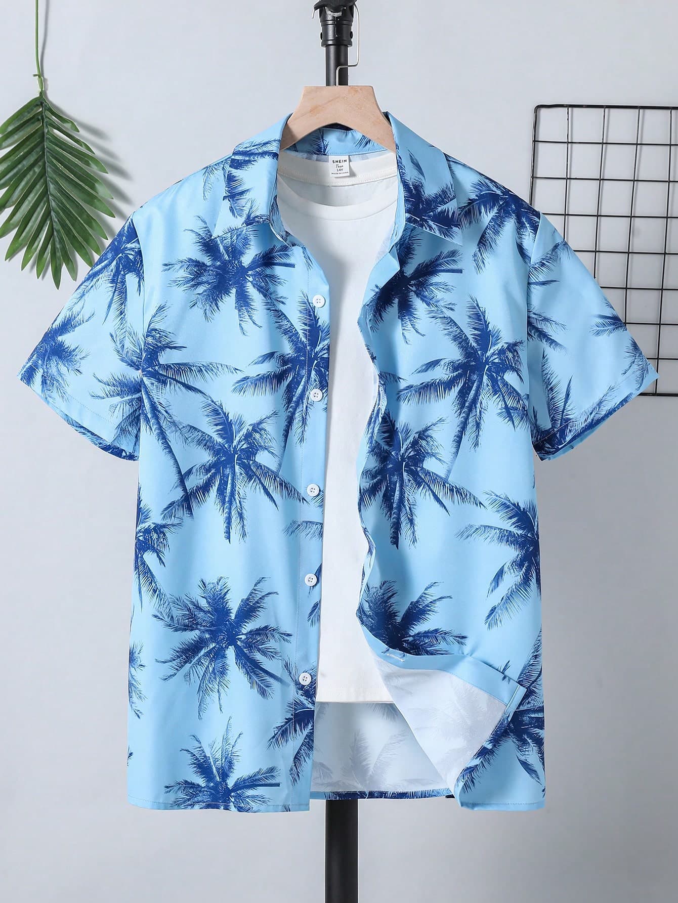 Vacation Printed Collared Woven Shirt For Teenage Boys