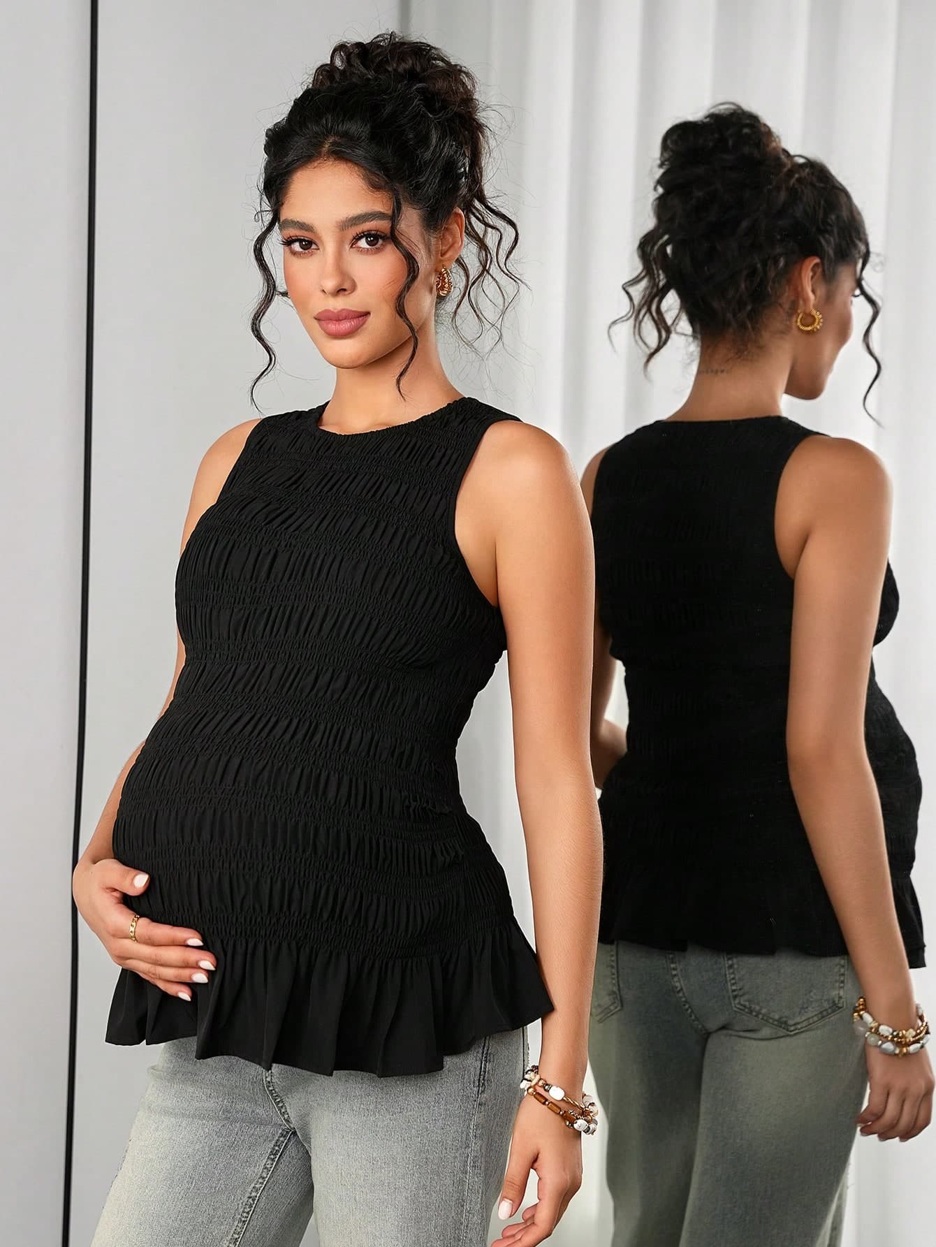 Momance Women's Solid Color Camisole, Elegant Maternity Camisole,Summer Tops,Summer Outfits,Black Top