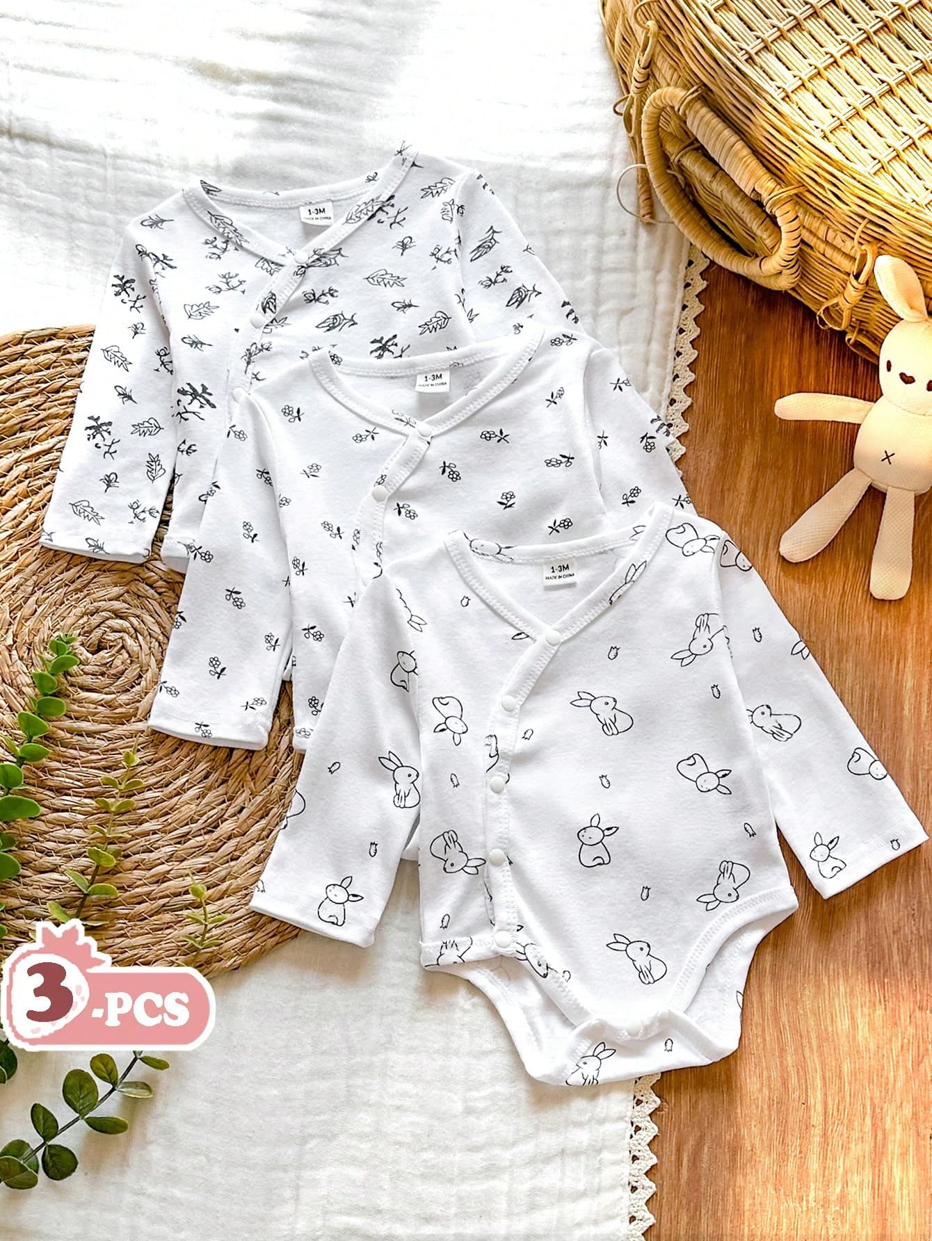 Vintaside Kids Newborn Baby Girls/Boys White Solid Color Crossed Collar Comfortable Cute Elegant Minimalist Fashion Stretchy Long Sleeve Romper Jumpsuit Outfit Set