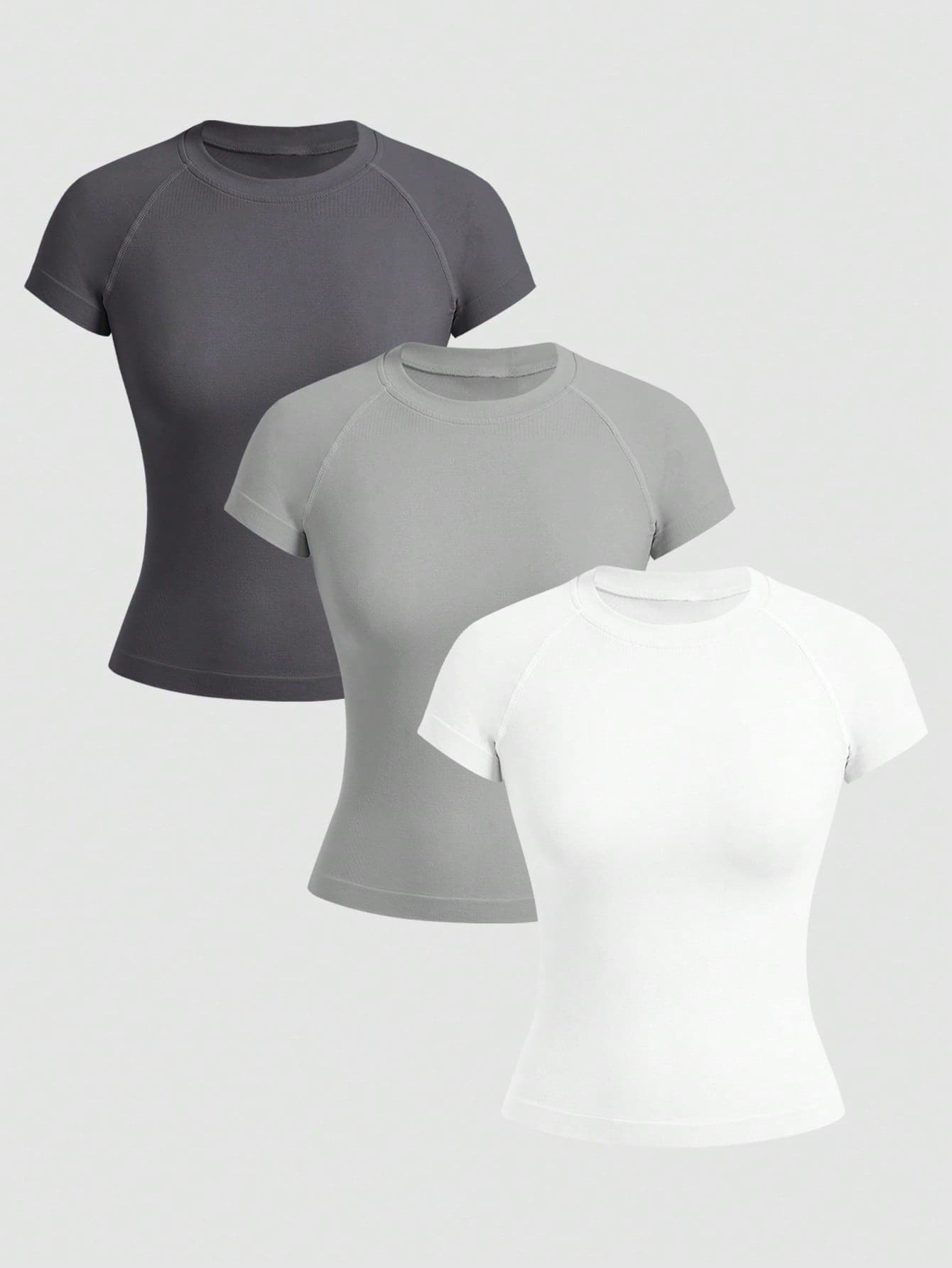 Velisys Velisys Seamless Solid Color Round Neck Short Sleeve Raglan Sleeve Casual Minimalist Sports T-Shirt
