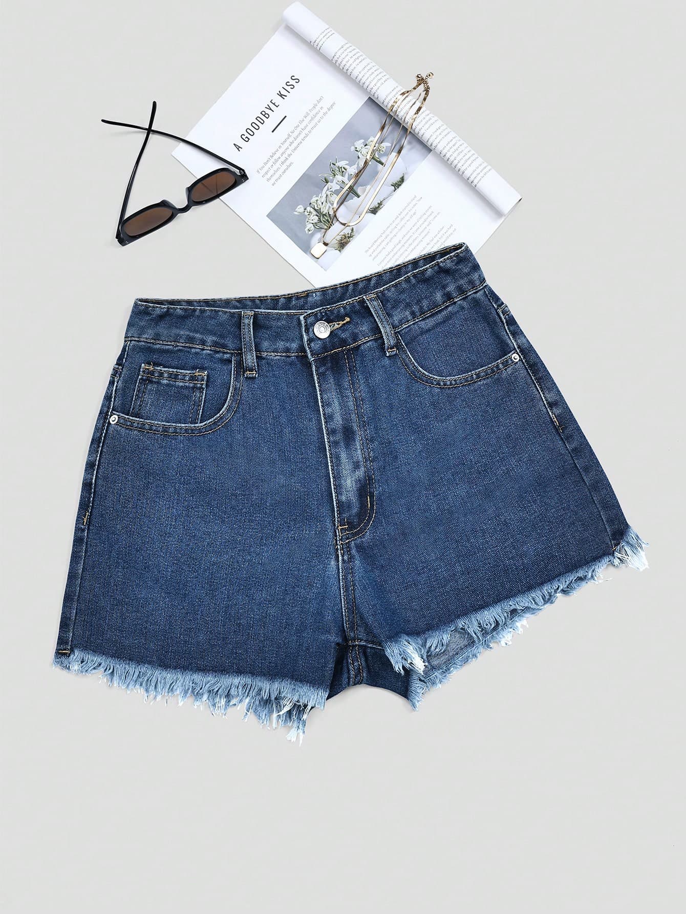 GlowEve Women's Casual Denim Shorts With Pockets And Button Closure, Versatile For Daily Wear