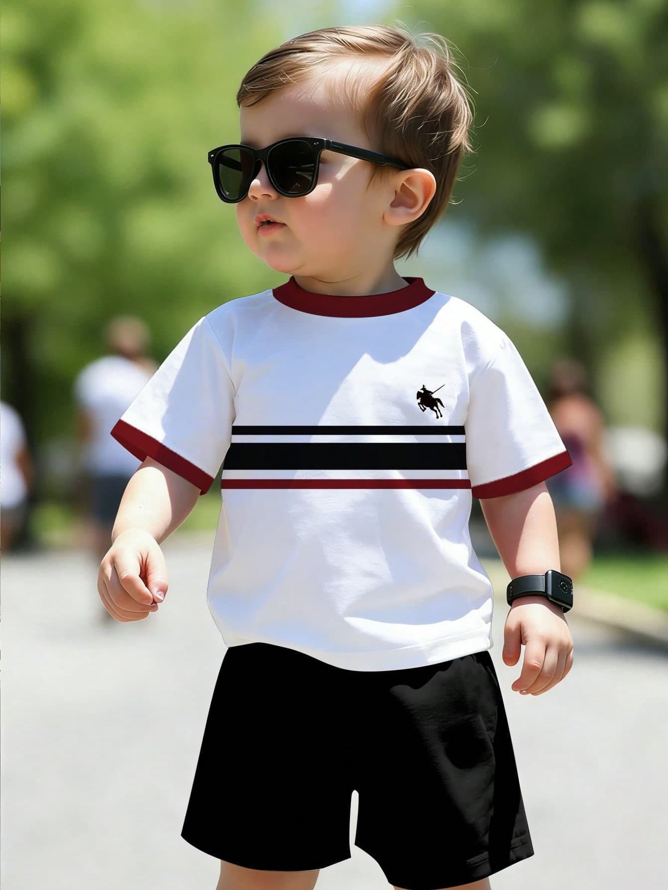 Playful Pals Baby Boys' Two-Piece Set: Cute Cartoon Character Taz Print Squishy Short-Sleeved Top, T-Shirt And Shorts Set. Boys' Summer Clothing, Suitable For Toddlers' Casual Summer Wear, Street Style, American Comic Book Style, Cute Children's Clothing, Casual Sportswear.