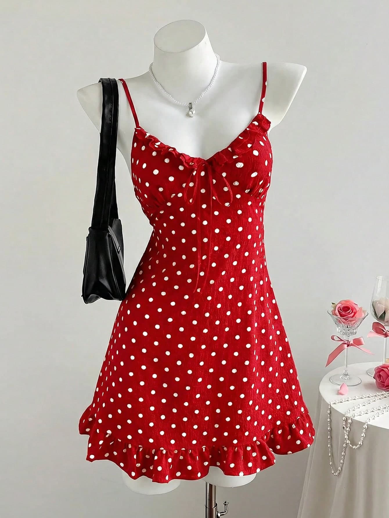 Comfortcana Women's Polka Dot Twist Design Casual Vacation Date Maxi Slip Dress