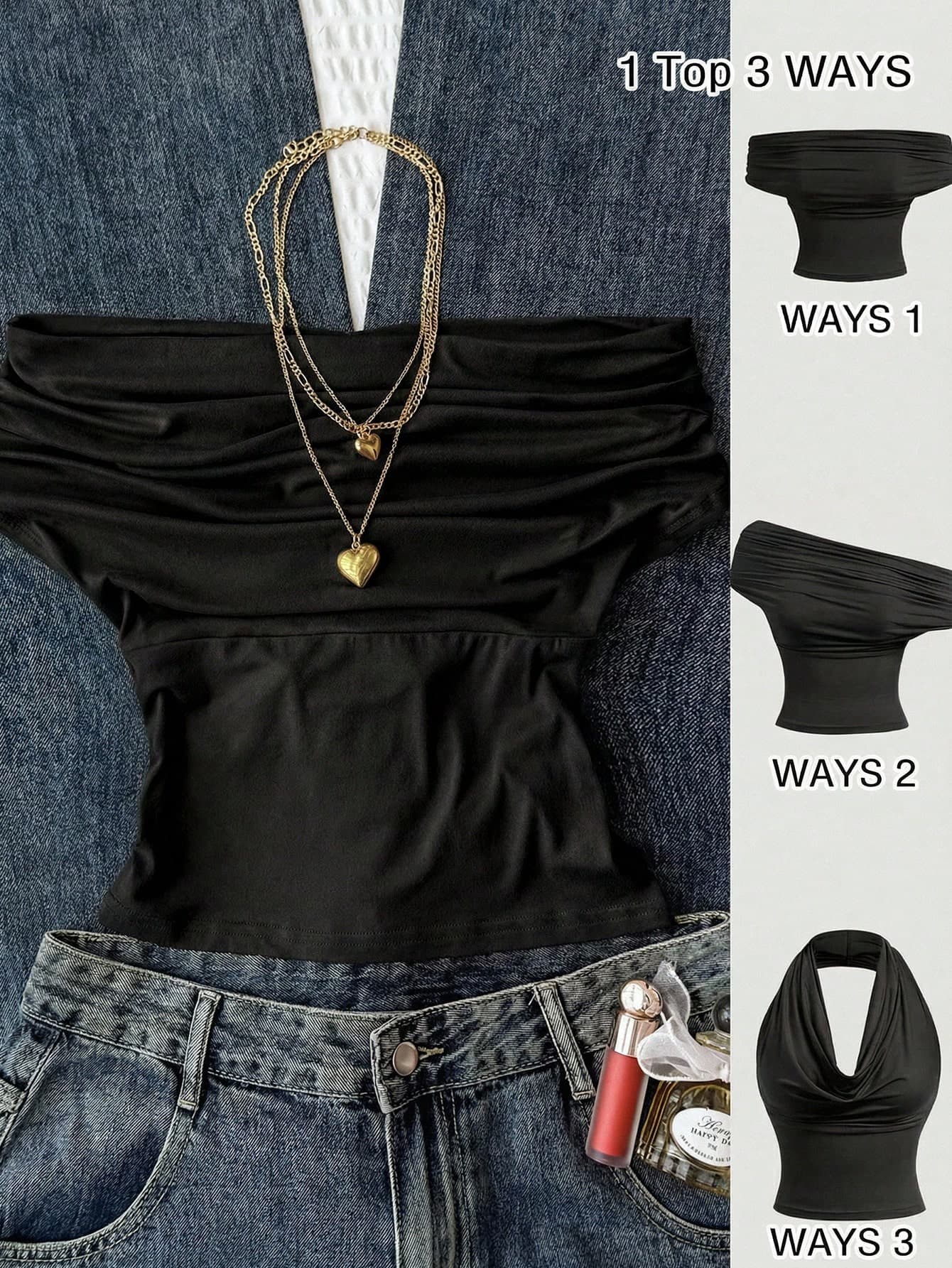 Teen Girl Black Summer Tube Top Strapless Off-Shoulder Fitted Cargo Holiday Top,Versatile Y2k Solid Color High Neck Elegant Top For Beach Vacation