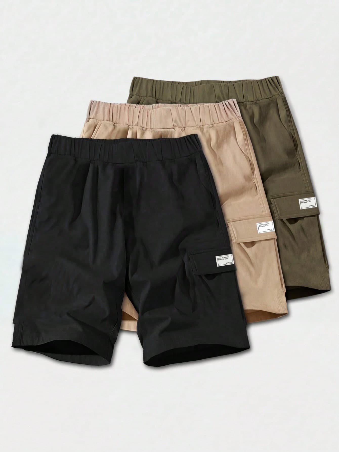 3pcs/Set Kids Boys Summer Casual Solid Color Loose Woven Shorts With Pockets,Comfortable Versatile Daily Wear For School,Travel,Sports,Spring/Fall