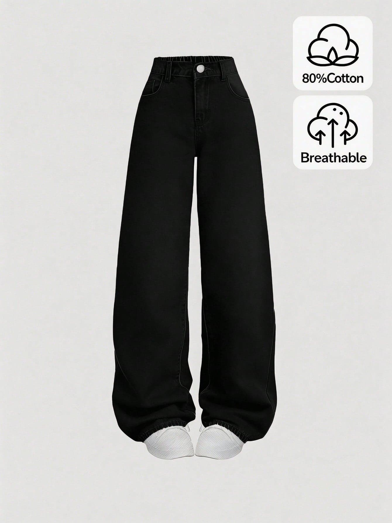 SHEIN Girlism Teen Girl Y2K Loose Fit Casual Denim Pants With Pockets And Wide Legs, Summer Break Denim Jeans.