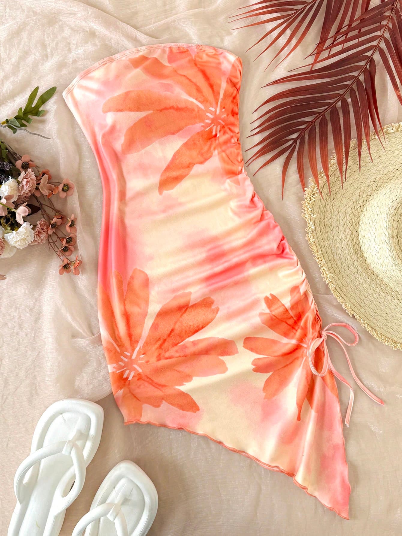 SHEIN Tween Girl Casual Minimalist Comfortable Elegant Bohemian Tropical Knit Striped Twisted Mini Dress Tween Girl