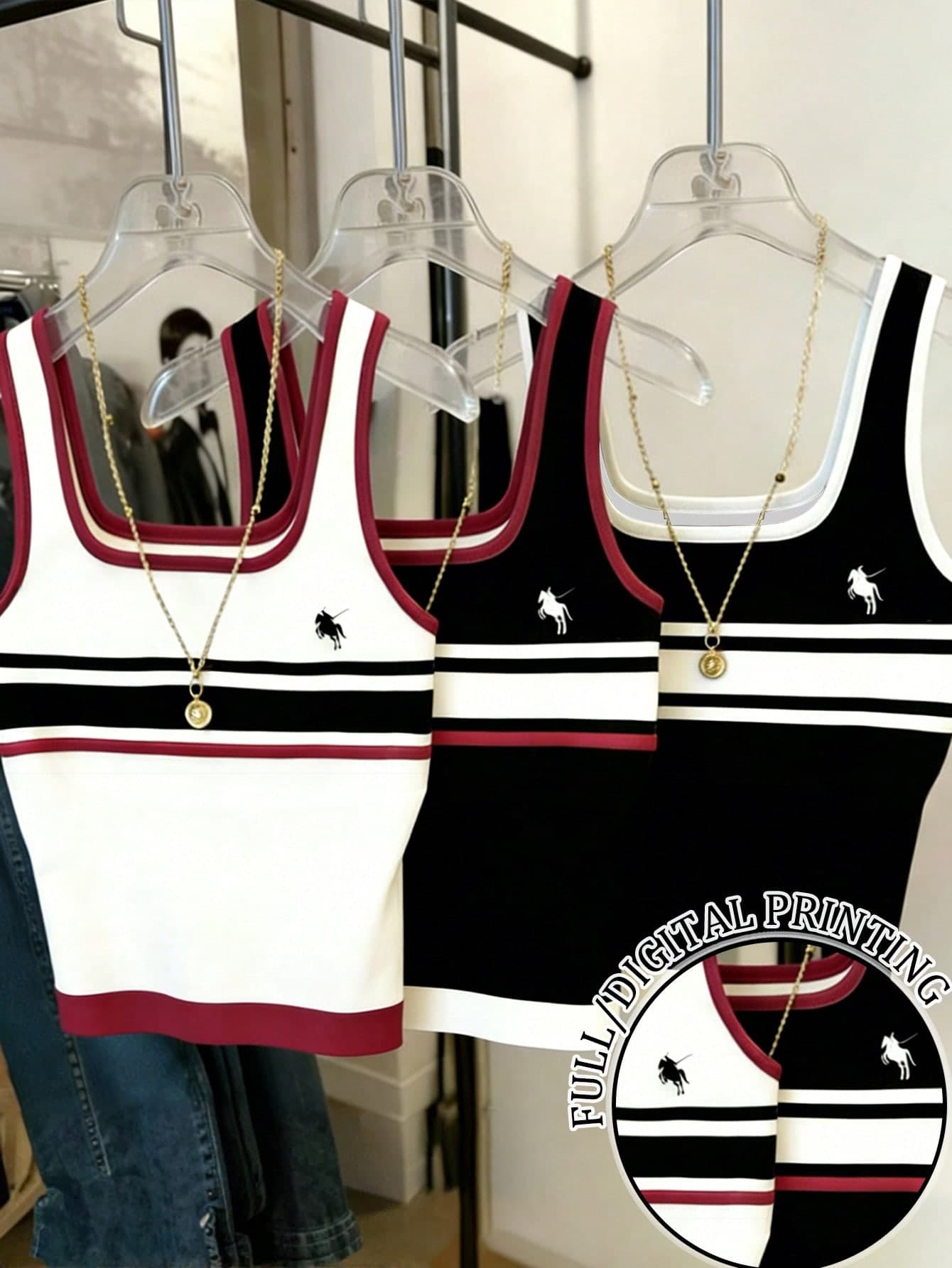 Resyla 3pcs/Set Women's Striped Fitted Tank Top