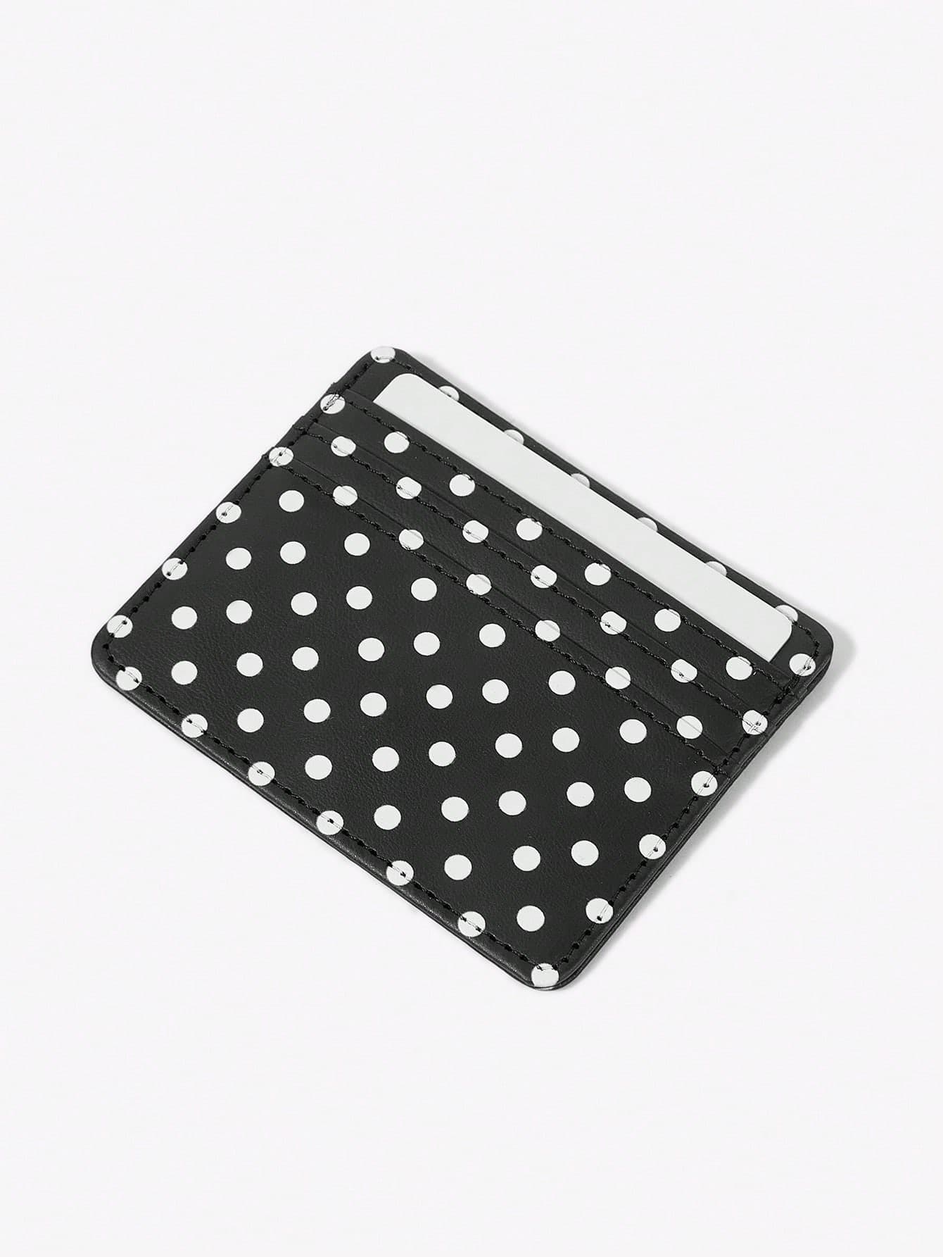 Viva Strut 1 PC Black Background White Polka Dot Multi-Card Card Clip, Retro Polka Dot Light And Thin Card Bag, Small And Large Capacity! Polka Dot Multi-Card Card Bag