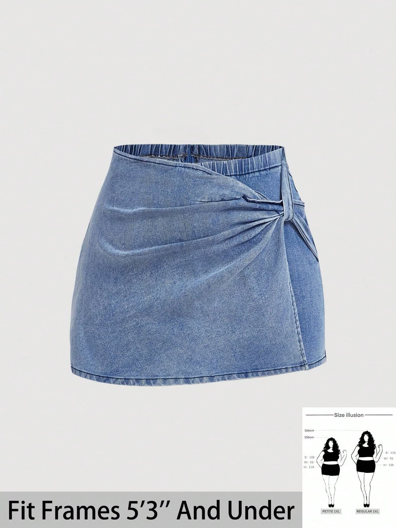 SHEIN PETITE CURVE Women Plus Size Dark Blue Denim Stretchy Skinny Shorts,Summer Casual Vacation Easter Spring Western Office Rave Cottagecore Country Old Money Style