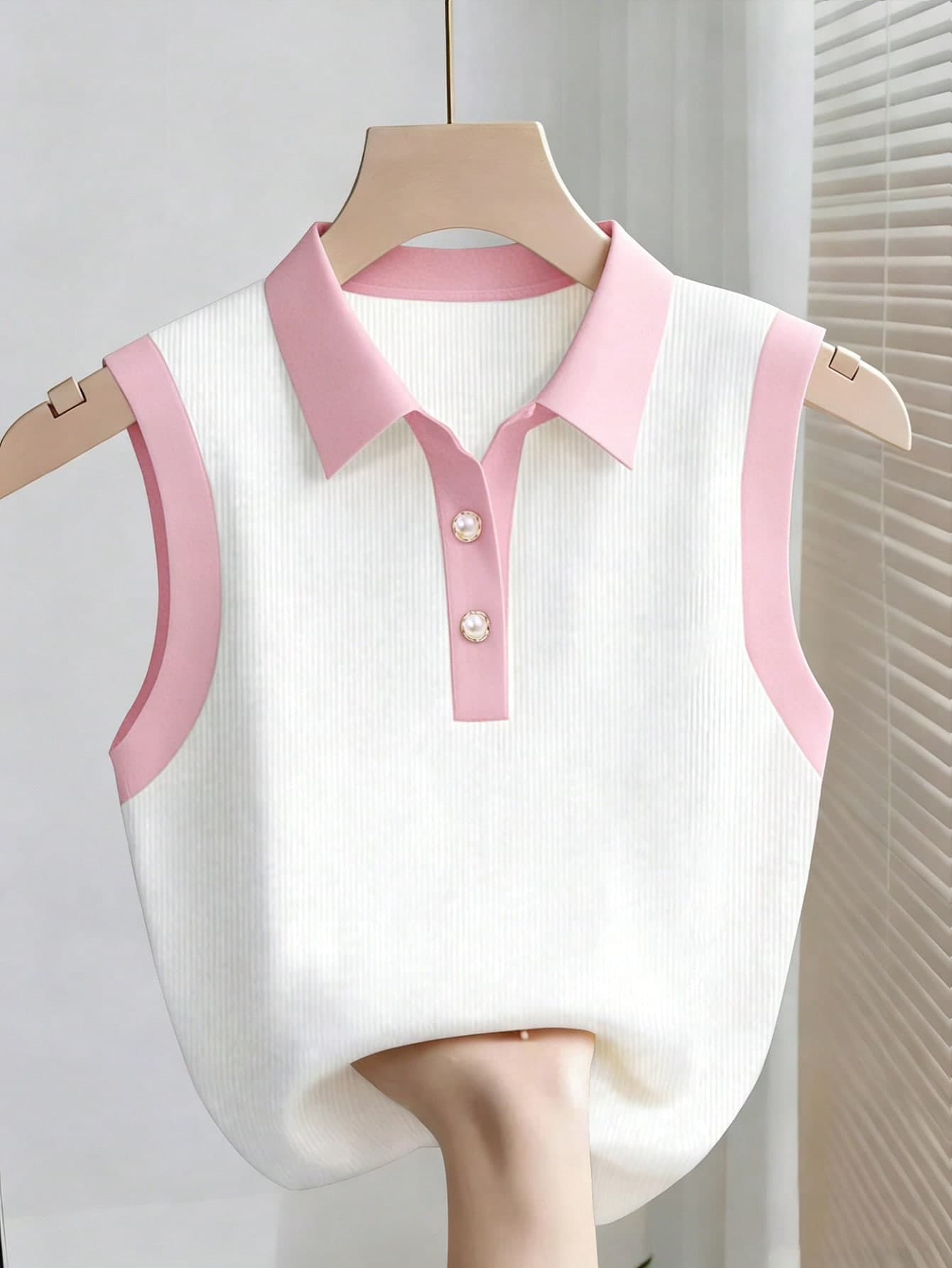 Franclia Women's Casual Patchwork Button Decor Top, Versatile For Daily Wear