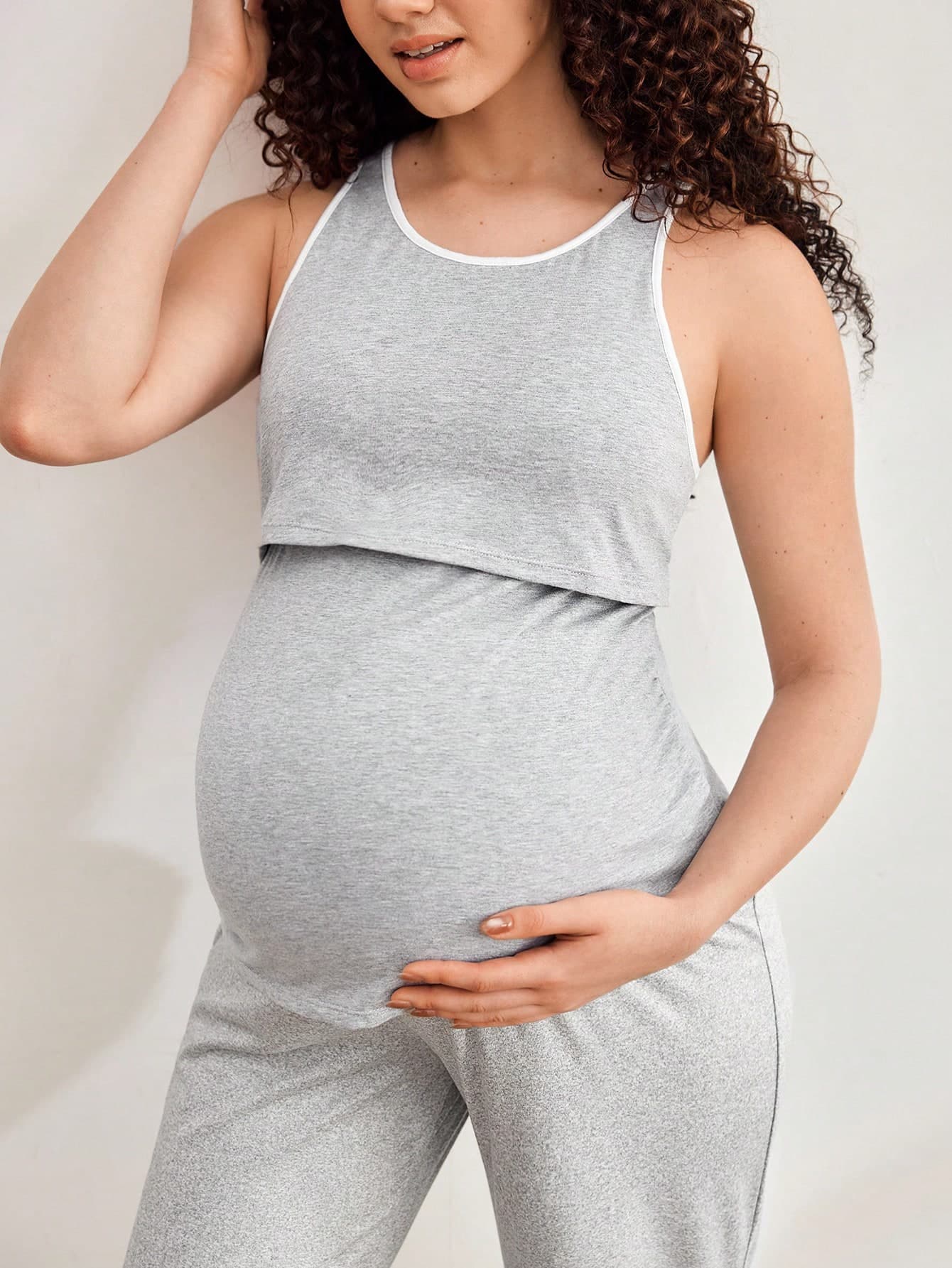BloomMama Maternity Round Neck Casual Nursing Friendly Top, Versatile For Daily Wear