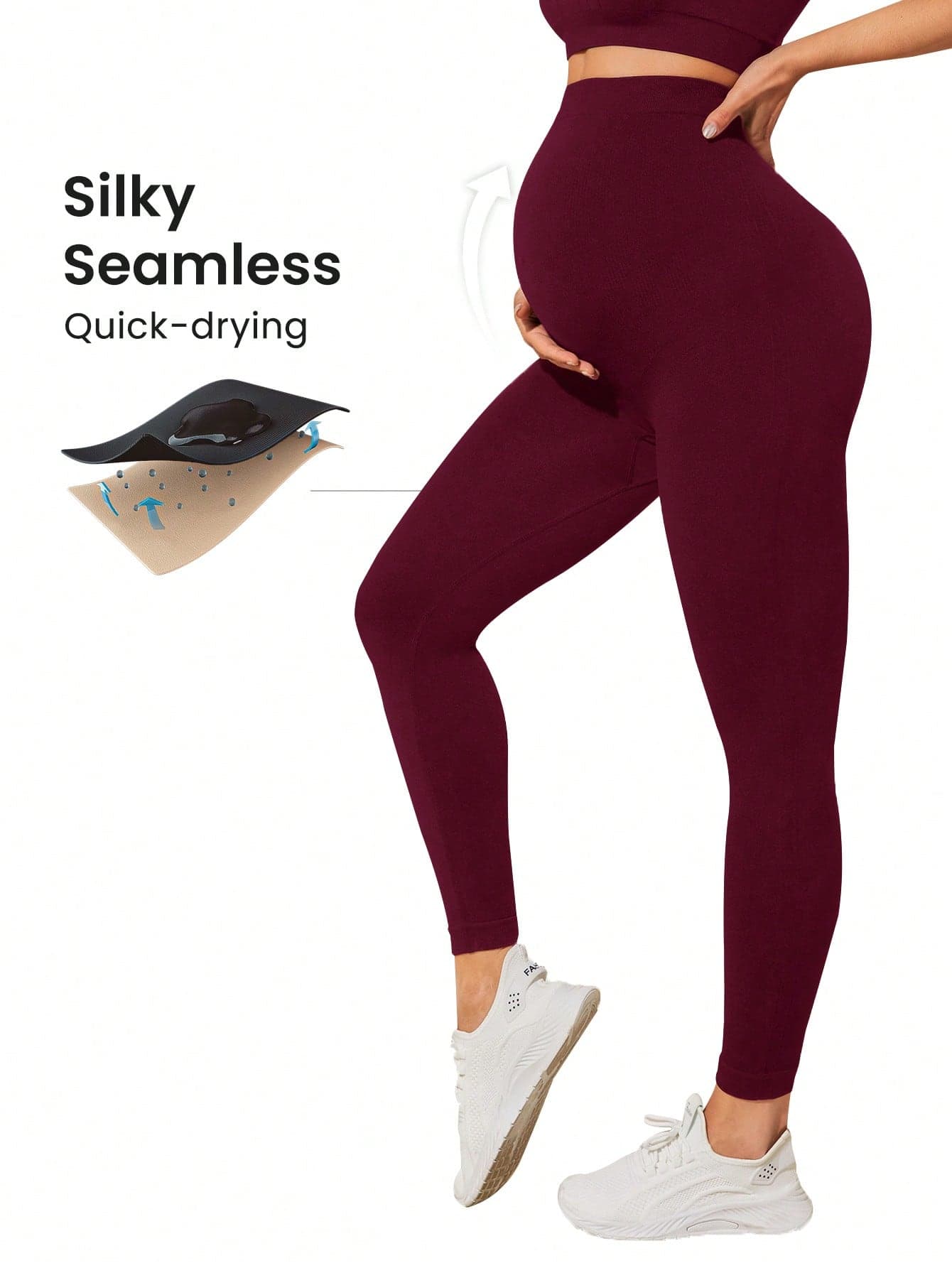 SHEIN Maternity High Waist Quick Dry Design Cropped Sports Pants