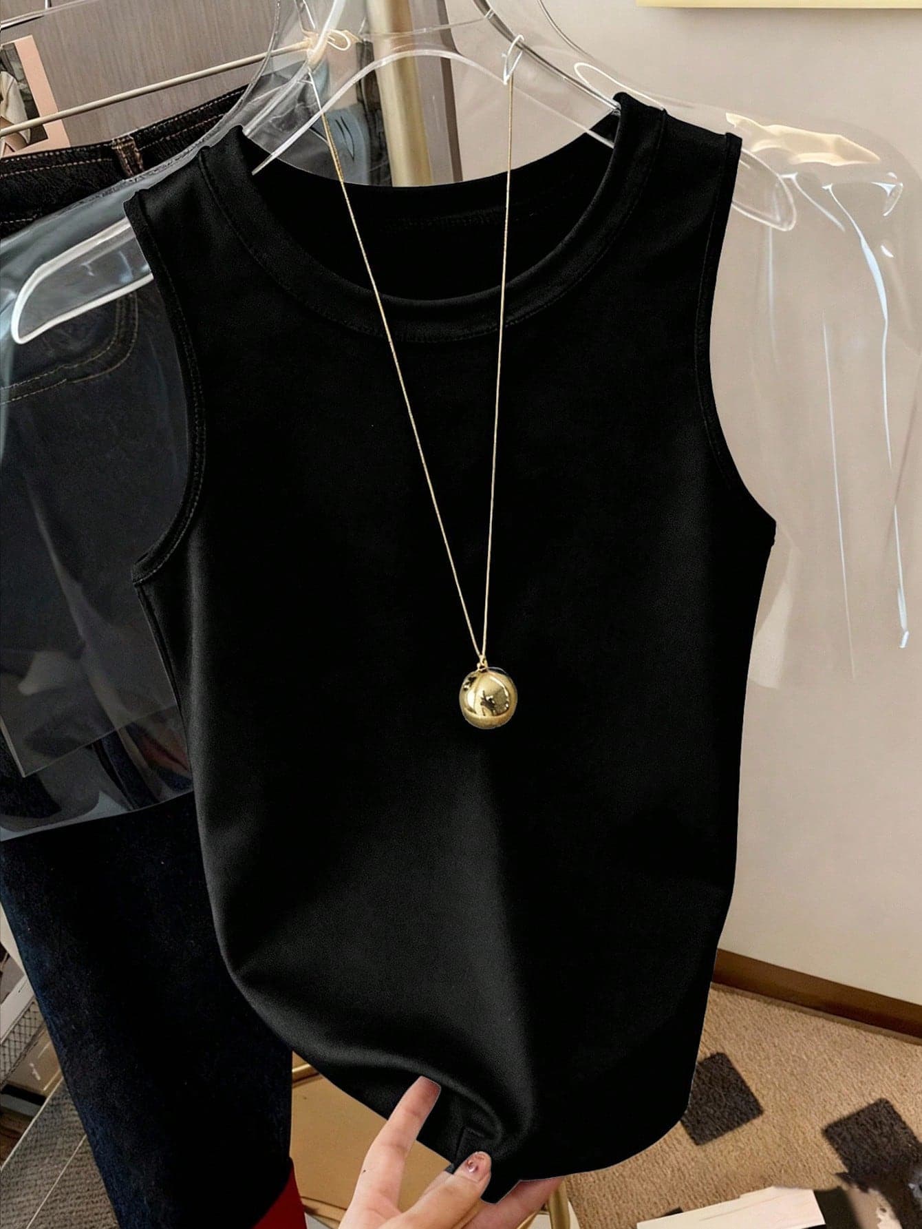 Resyla Women's Solid Color Round Neck Casual Versatile Tank Top